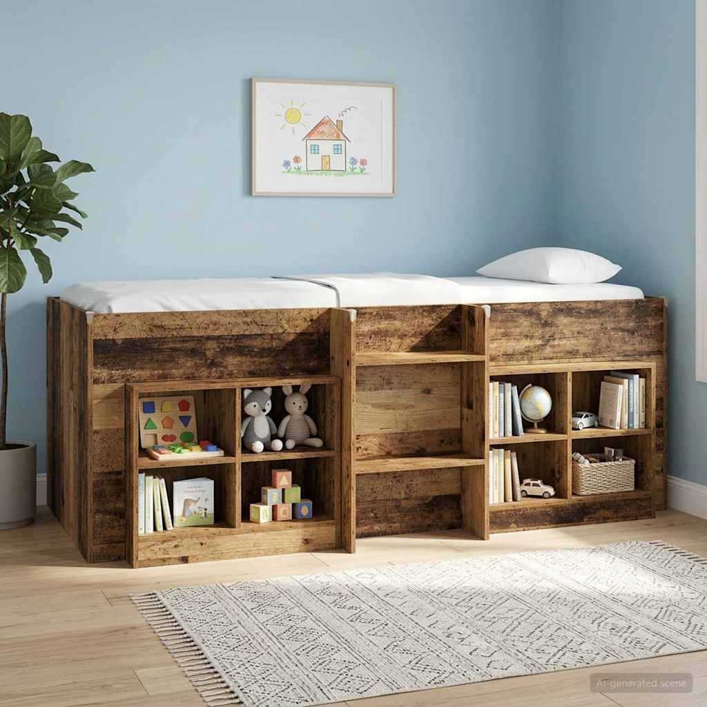 Kinder Hoogslaper Oud hout 90 x 190 cm Bewerkt hout is nu te koop bij PeponiXL, paradijselijk wonen!