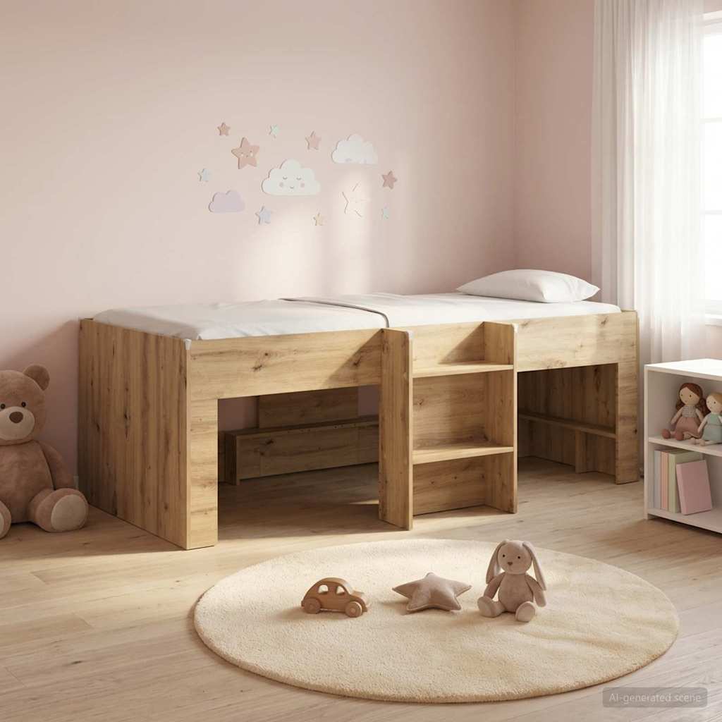 Kinder Hoogslaper Artisanaal eiken 90 x 190 cm Bewerkt hout is nu te koop bij PeponiXL, paradijselijk wonen!