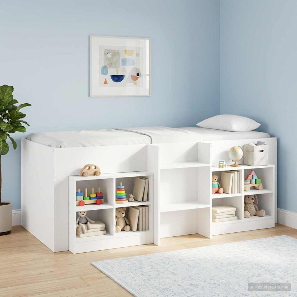 Kinder Hoogslaper Wit 75 x 190 cm Bewerkt hout is nu te koop bij PeponiXL, paradijselijk wonen!