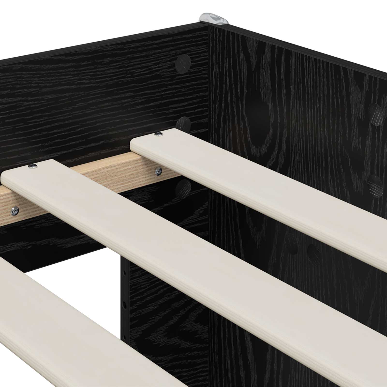Kinder Hoogslaper Zwart eiken 75 x 190 cm Bewerkt hout is nu te koop bij PeponiXL, paradijselijk wonen!