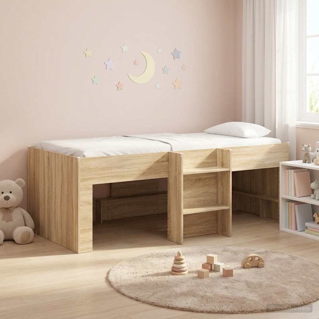 Kinder Hoogslaper Sonoma Eiken 75 x 190 cm Bewerkt hout is nu te koop bij PeponiXL, paradijselijk wonen!