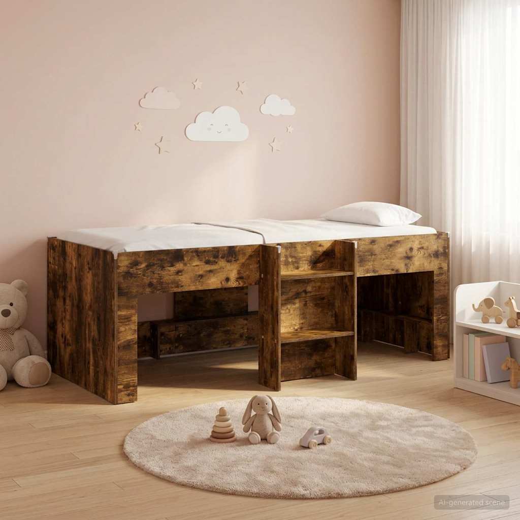 Kinder Hoogslaper Gerookt eiken 75 x 190 cm Bewerkt hout is nu te koop bij PeponiXL, paradijselijk wonen!