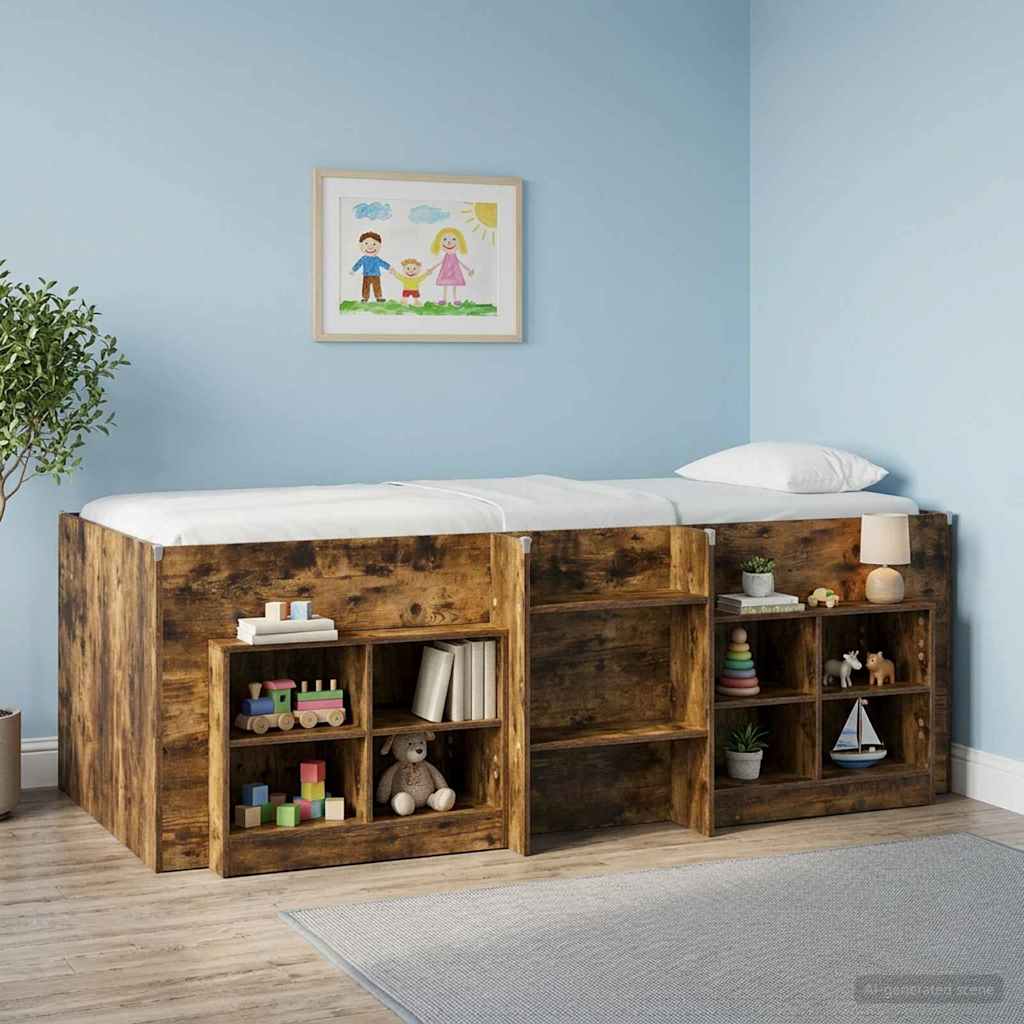 Kinder Hoogslaper Gerookt eiken 75 x 190 cm Bewerkt hout is nu te koop bij PeponiXL, paradijselijk wonen!