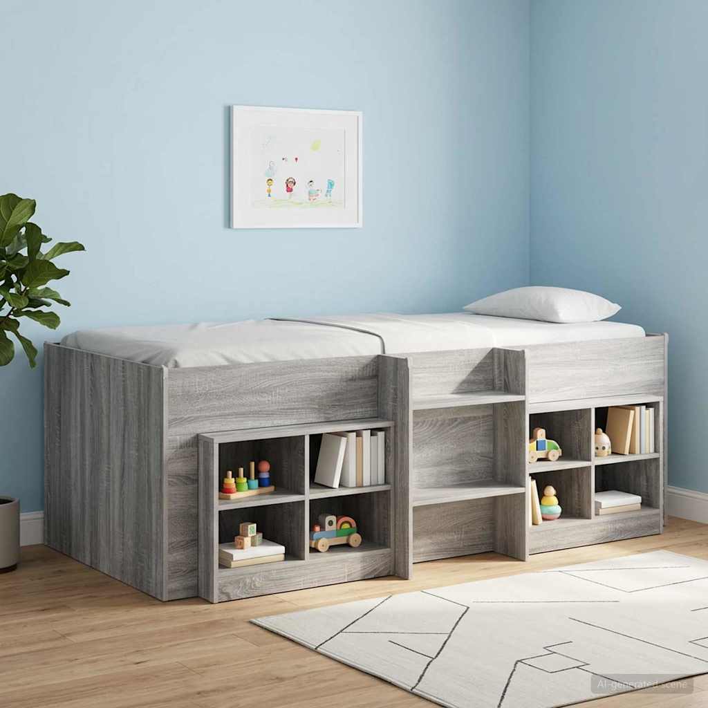 Kinder Hoogslaper Grijs Sonoma 75 x 190 cm Bewerkt hout is nu te koop bij PeponiXL, paradijselijk wonen!