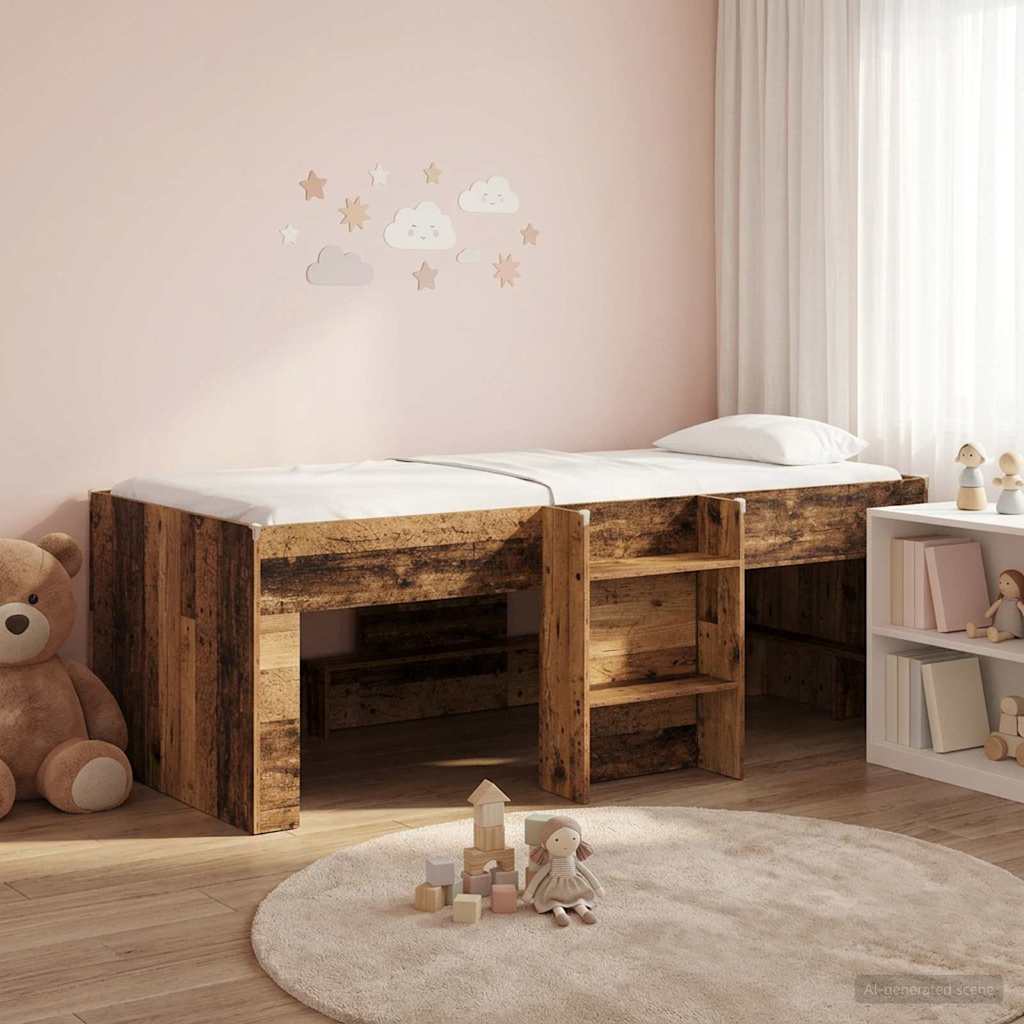 Kinder Hoogslaper Oud hout 75 x 190 cm Bewerkt hout is nu te koop bij PeponiXL, paradijselijk wonen!