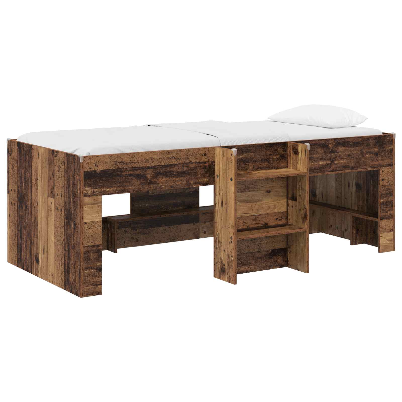 Kinder Hoogslaper Oud hout 75 x 190 cm Bewerkt hout is nu te koop bij PeponiXL, paradijselijk wonen!