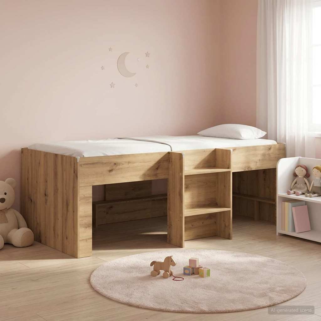 Kinder Hoogslaper Artisanaal eiken 75 x 190 cm Bewerkt hout is nu te koop bij PeponiXL, paradijselijk wonen!