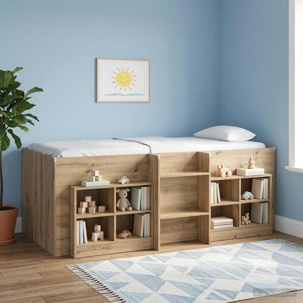 Kinder Hoogslaper Artisanaal eiken 75 x 190 cm Bewerkt hout is nu te koop bij PeponiXL, paradijselijk wonen!
