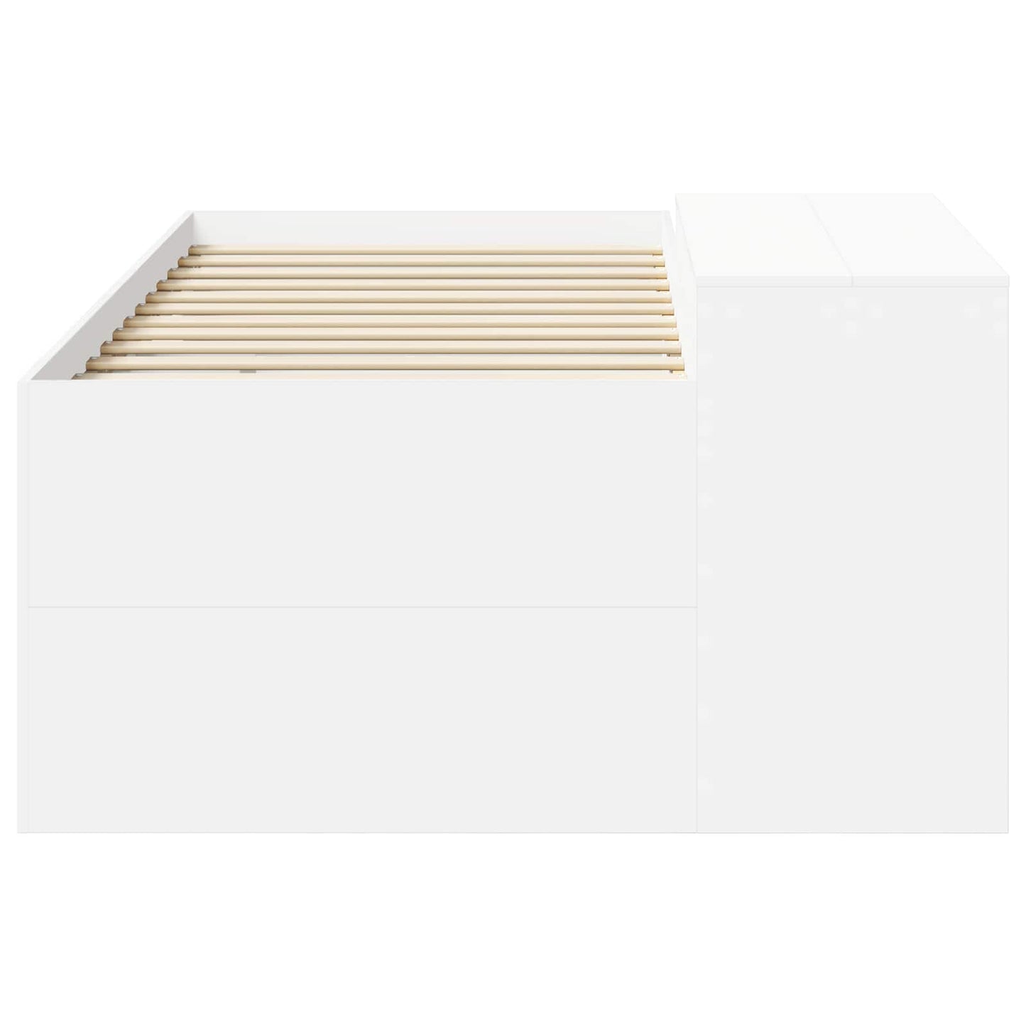 Hoge Bed Frame met Bureau voor Kinderen Wit Bewerkt hout