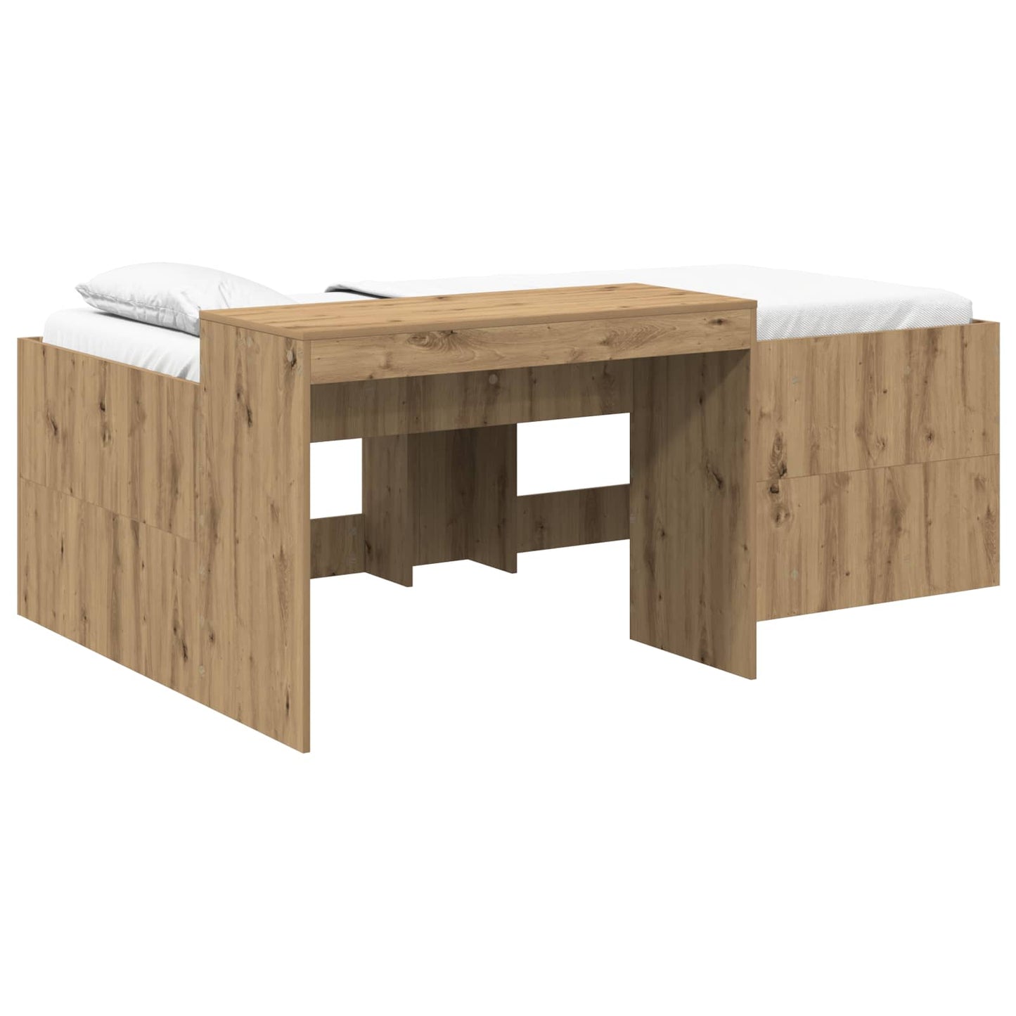 Hoge Bed Frame met Bureau voor Kinderen Artisanaal eiken is nu te koop bij PeponiXL, paradijselijk wonen!