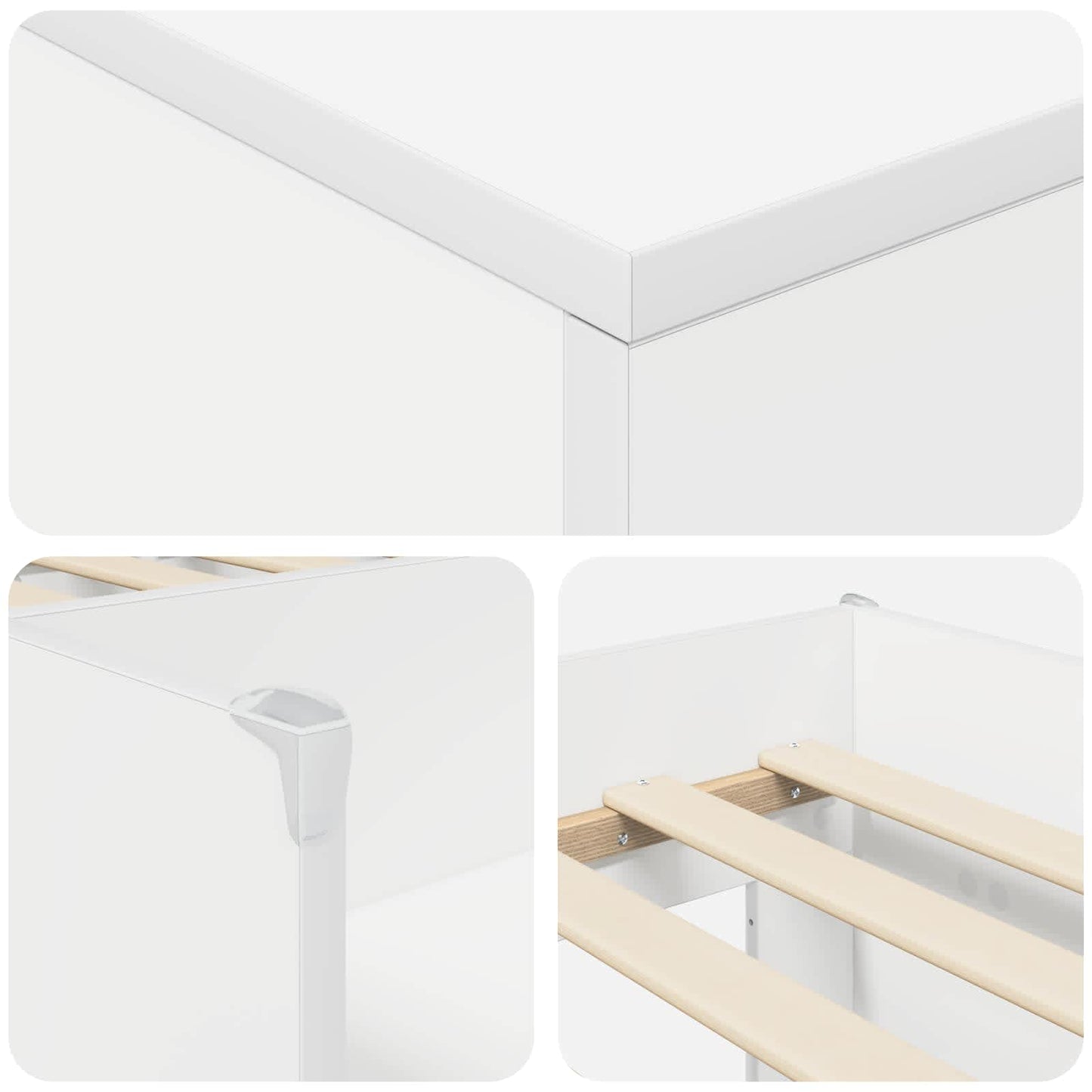 Loft Bed Frame met Kast met opslag 3 st Wit Bewerkt hout