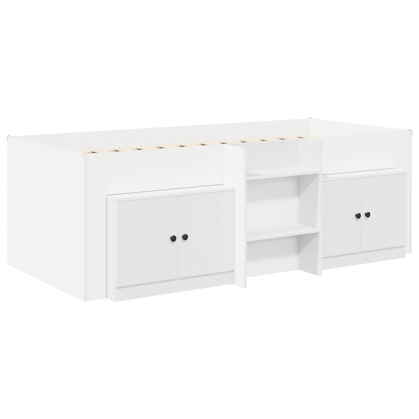 Loft Bed Frame met Kast met opslag 3 st Wit Bewerkt hout
