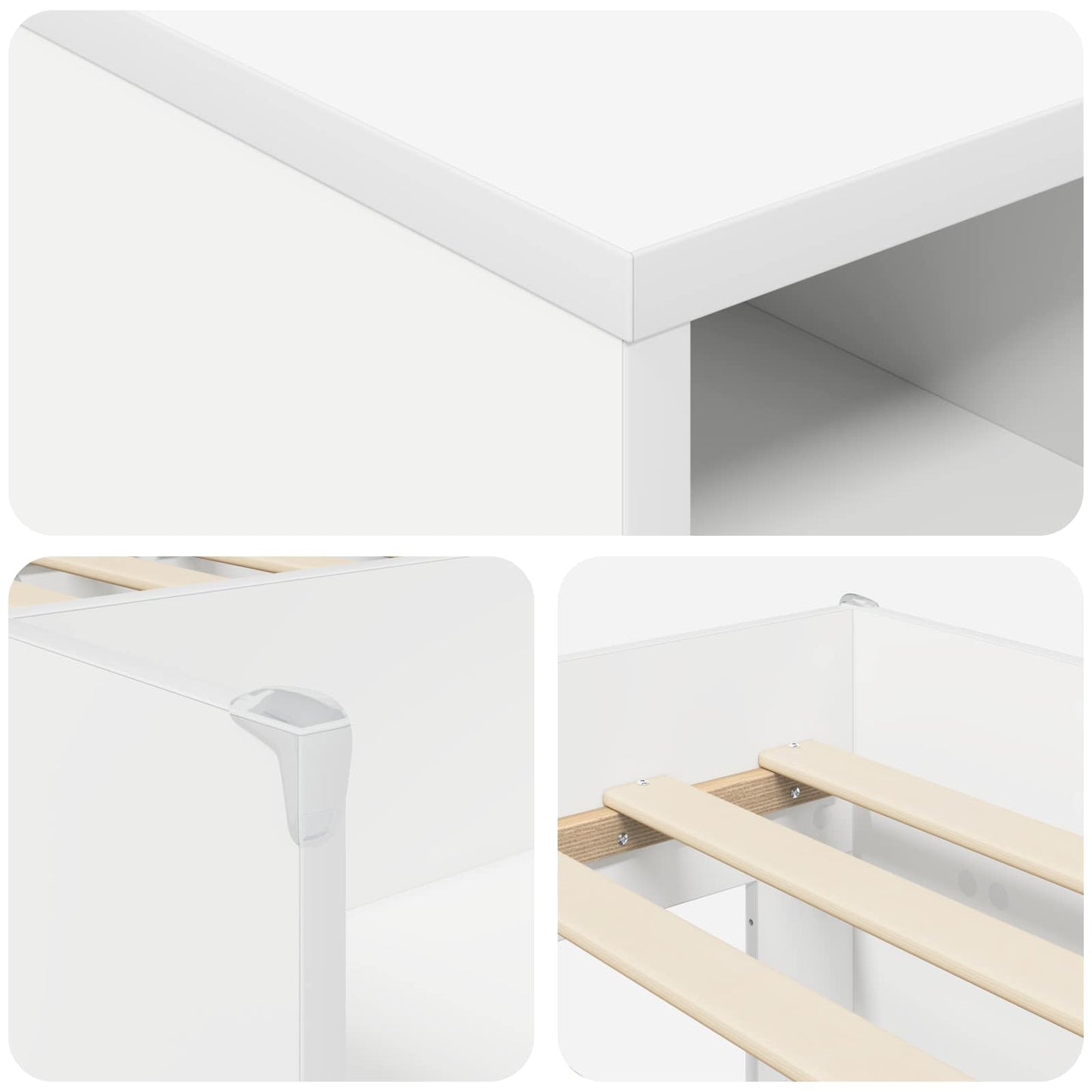 Loft Bed Frame met Kast met plank 3 st Wit Bewerkt hout