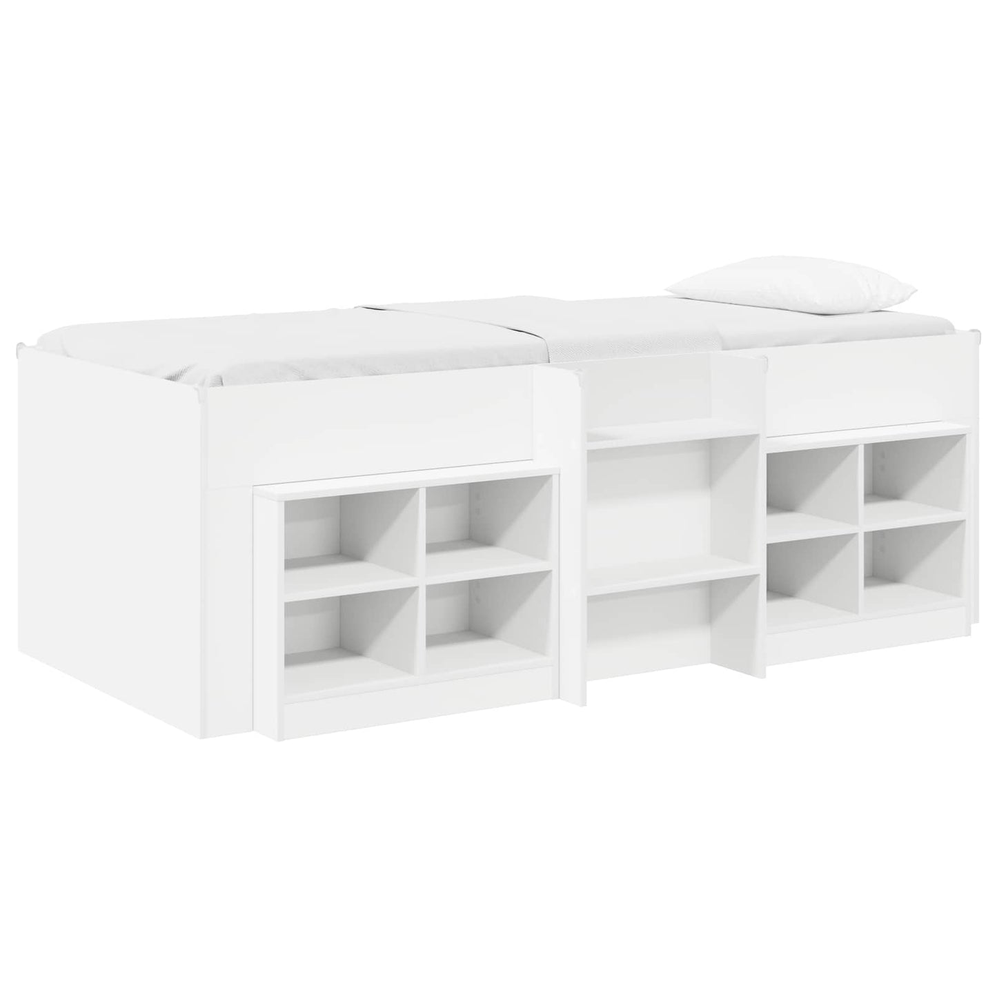 Loft Bed Frame met Kast met plank 3 st Wit Bewerkt hout