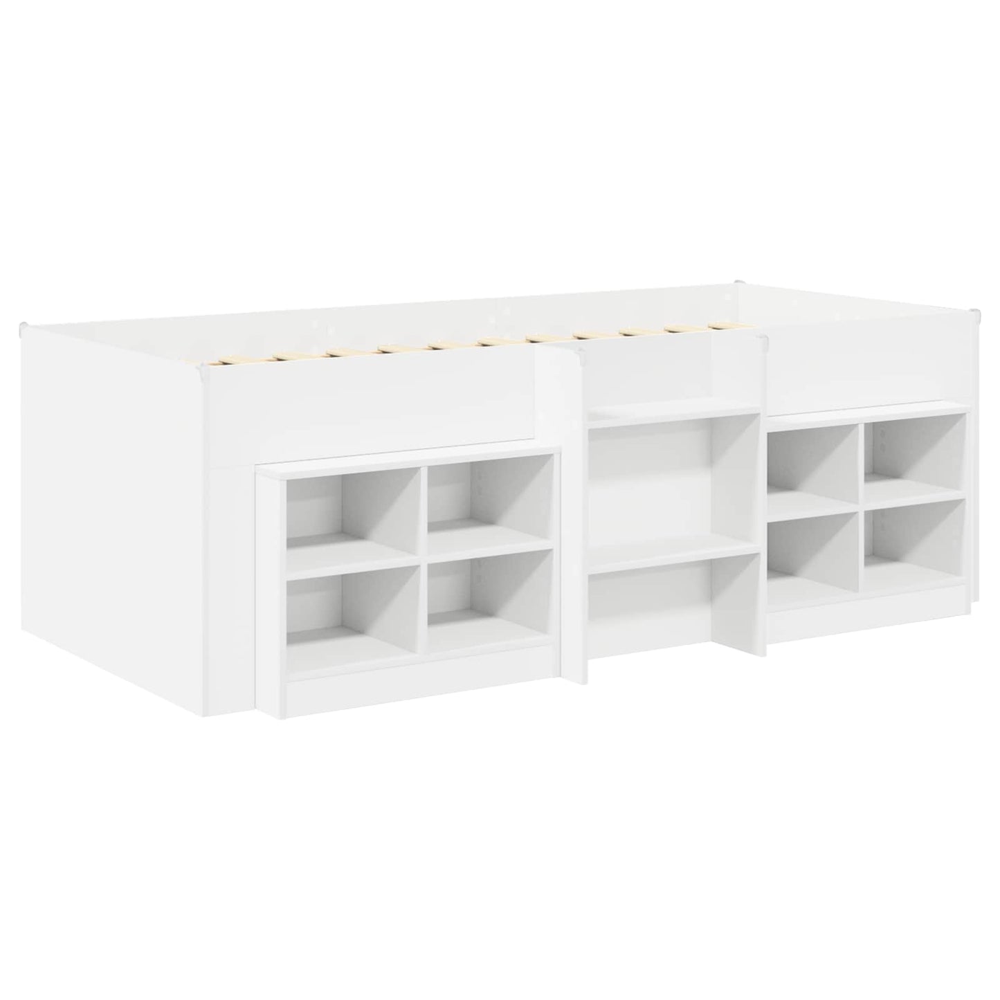Loft Bed Frame met Kast met plank 3 st Wit Bewerkt hout
