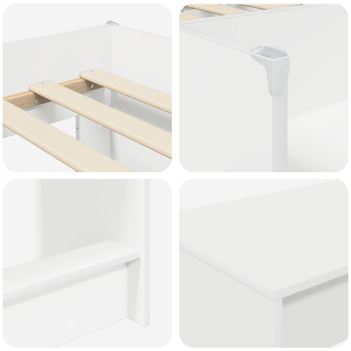 Hoge Bed Frame met Bureau voor Kinderen 2 st Wit Bewerkt hout