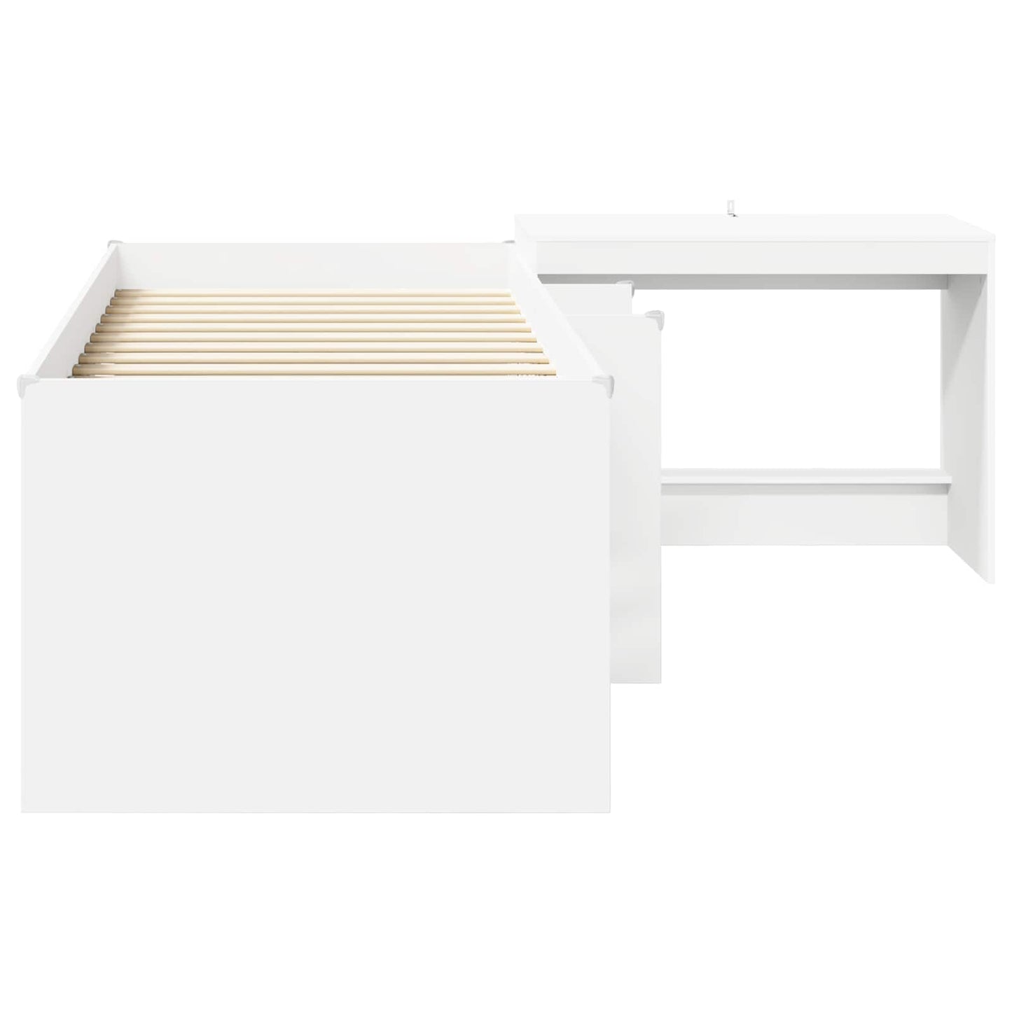 Hoge Bed Frame met Bureau voor Kinderen 2 st Wit Bewerkt hout