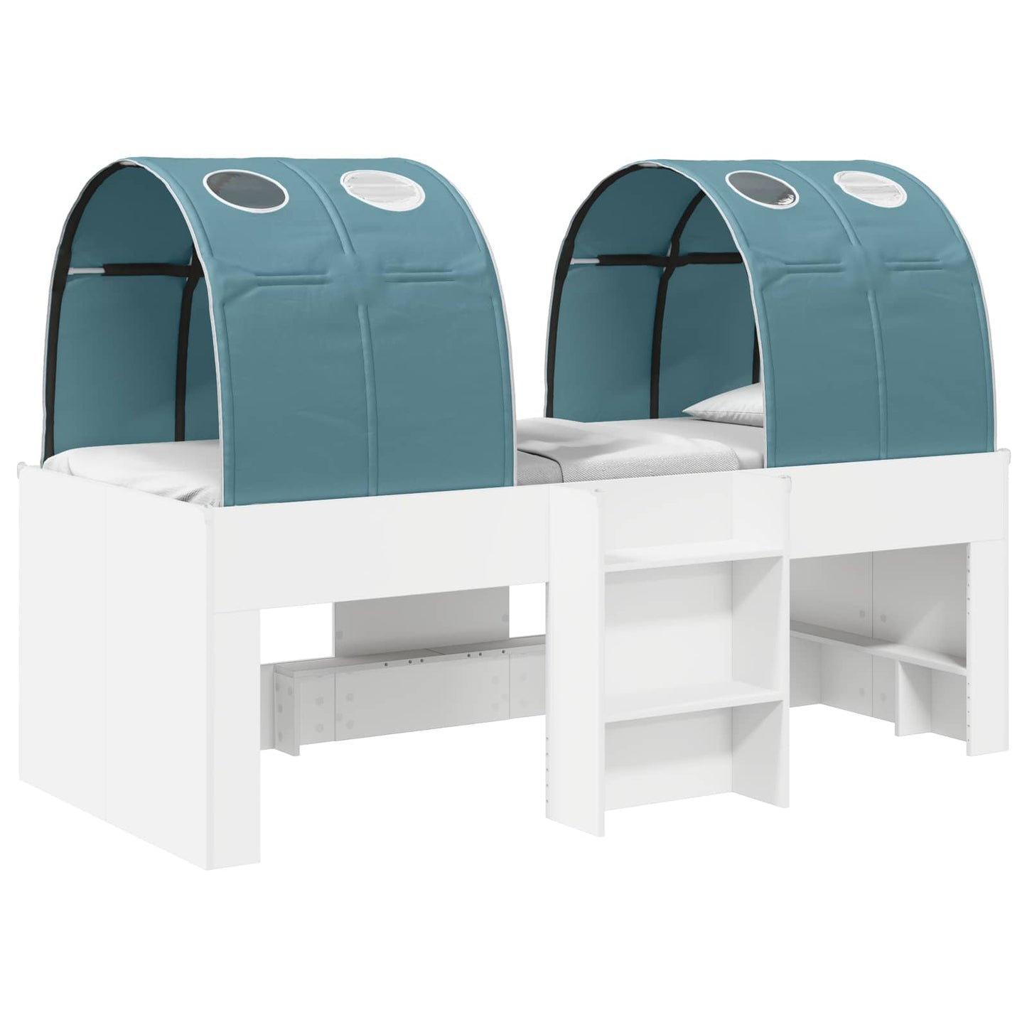 Bed met Tunnel 3 st Wit en Lichtblauw Bewerkt hout