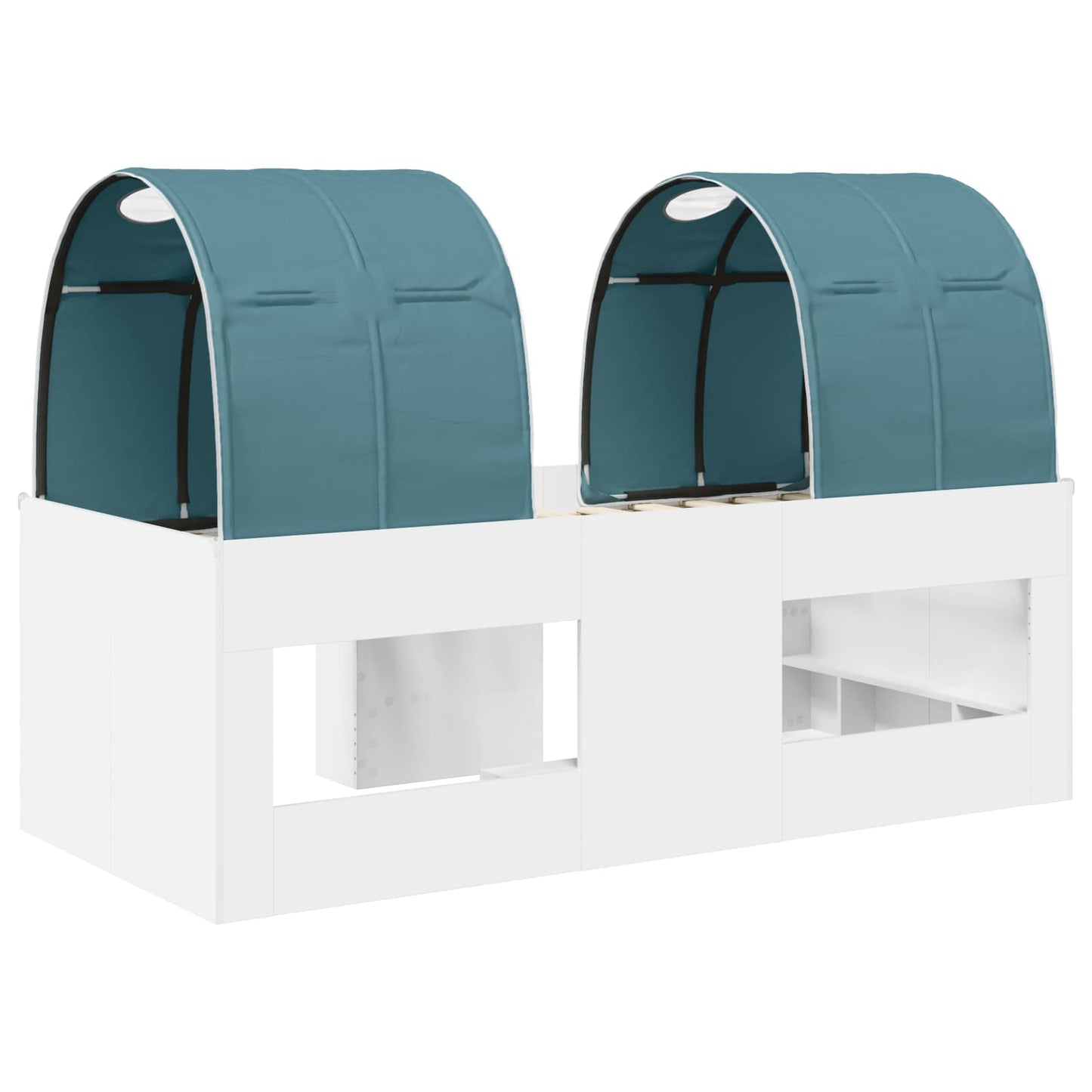 Bed met Tunnel 3 st Wit en Lichtblauw Bewerkt hout