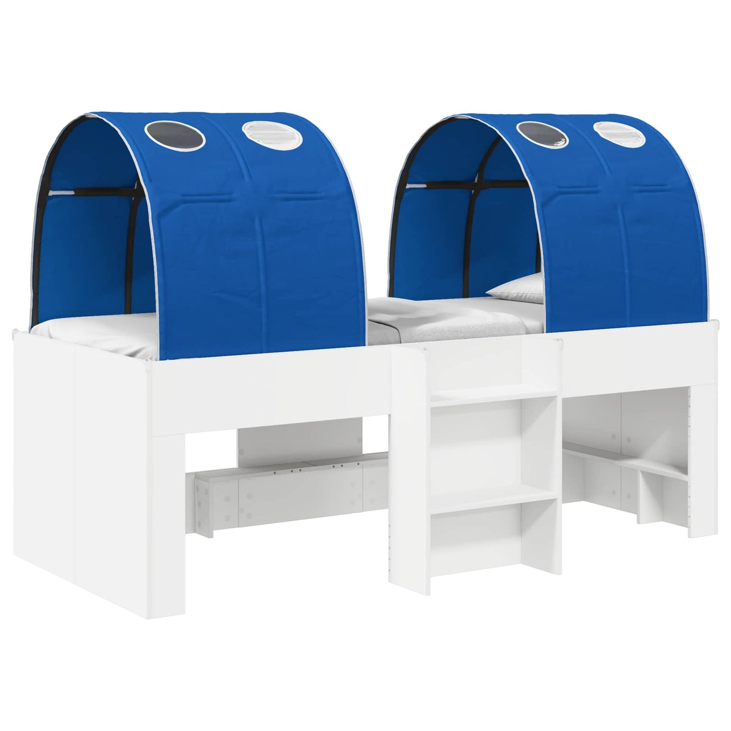 Bed met Tunnel 3 st Wit en Blauw Bewerkt hout