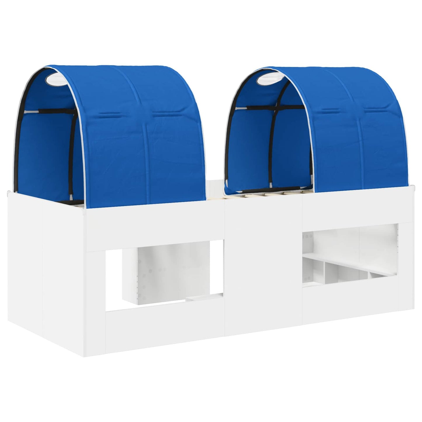 Bed met Tunnel 3 st Wit en Blauw Bewerkt hout