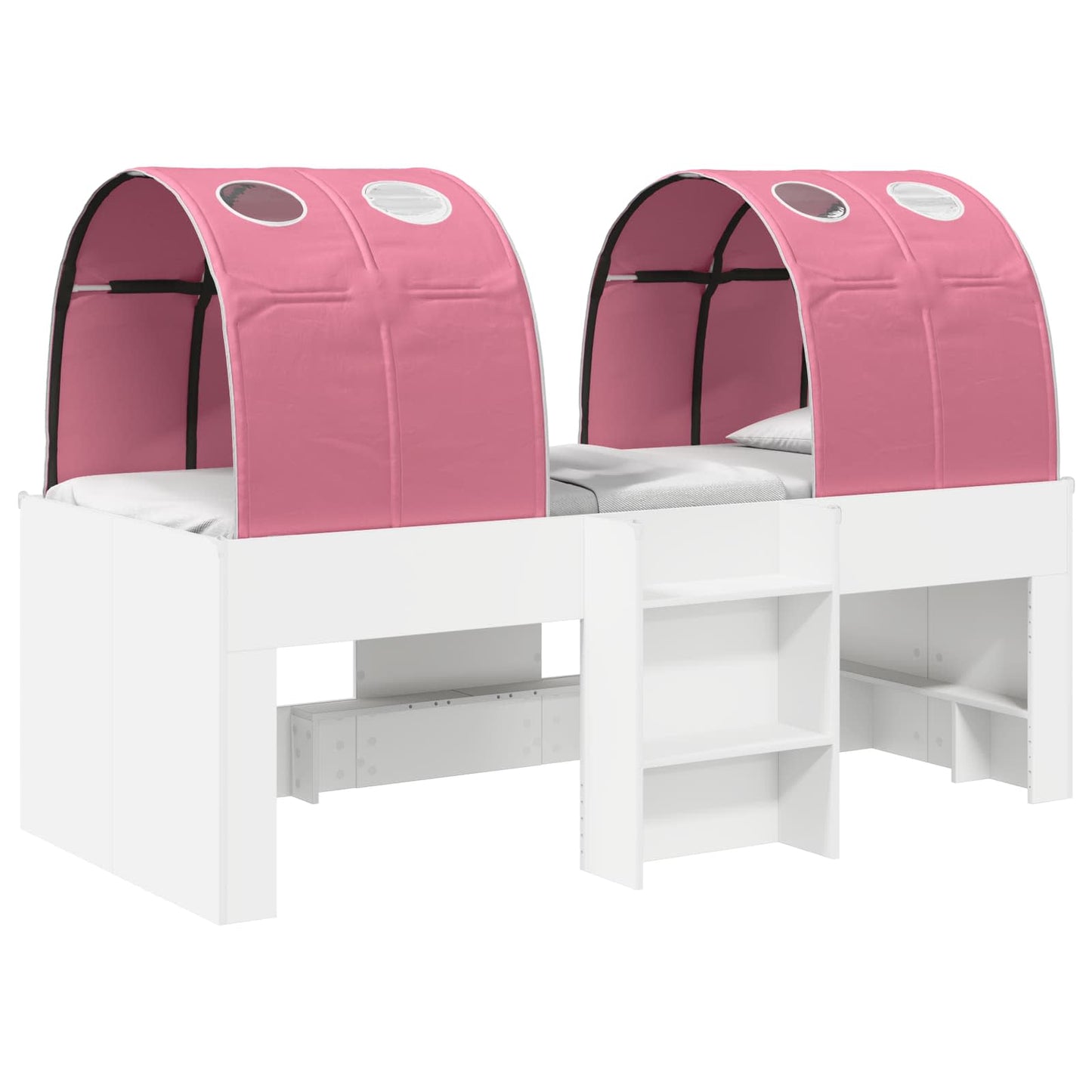 Bed met Tunnel 3 st Wit en Roze Bewerkt hout