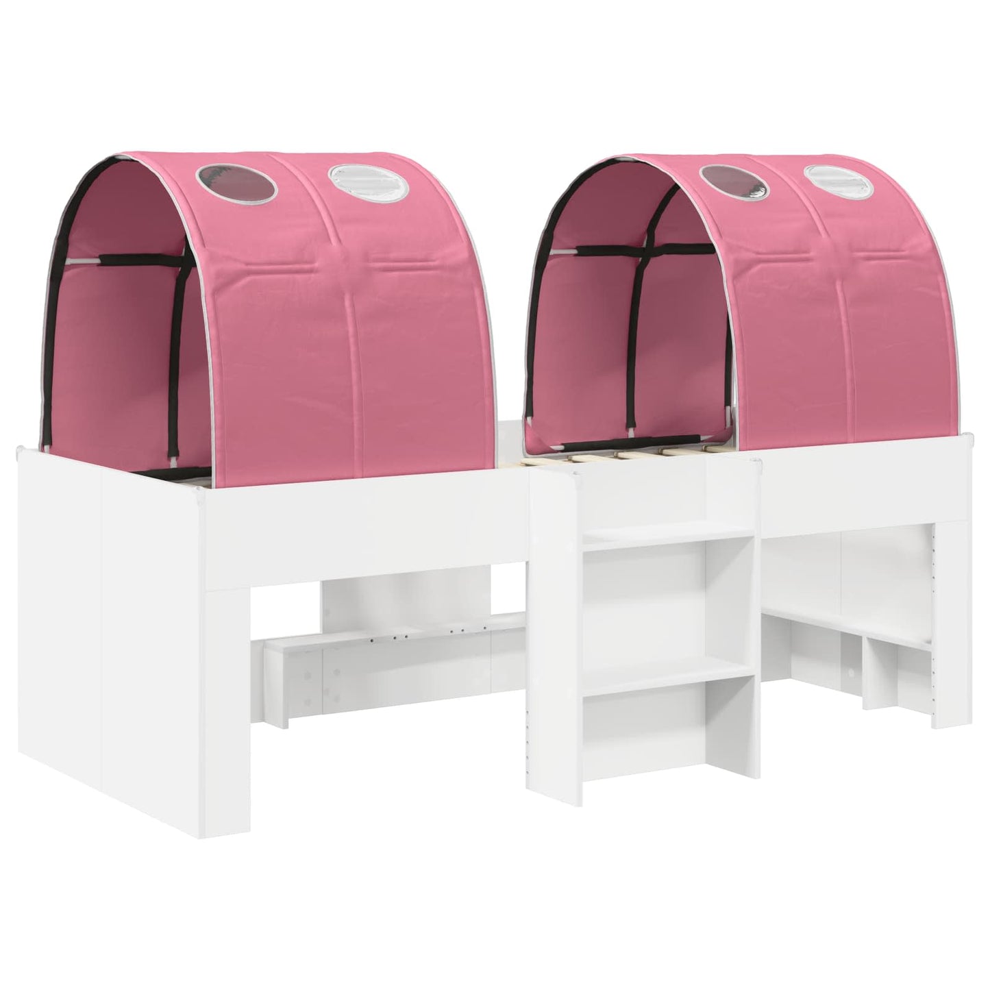 Bed met Tunnel 3 st Wit en Roze Bewerkt hout