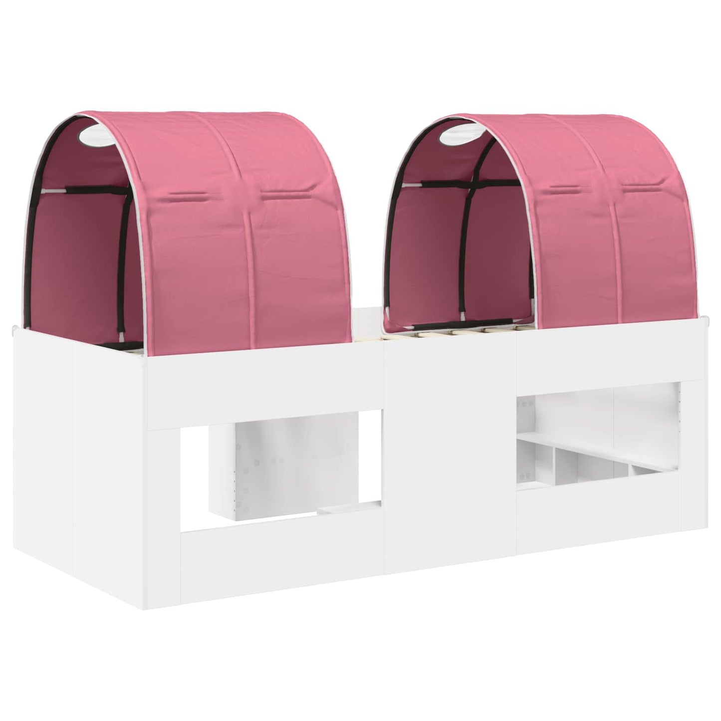 Bed met Tunnel 3 st Wit en Roze Bewerkt hout