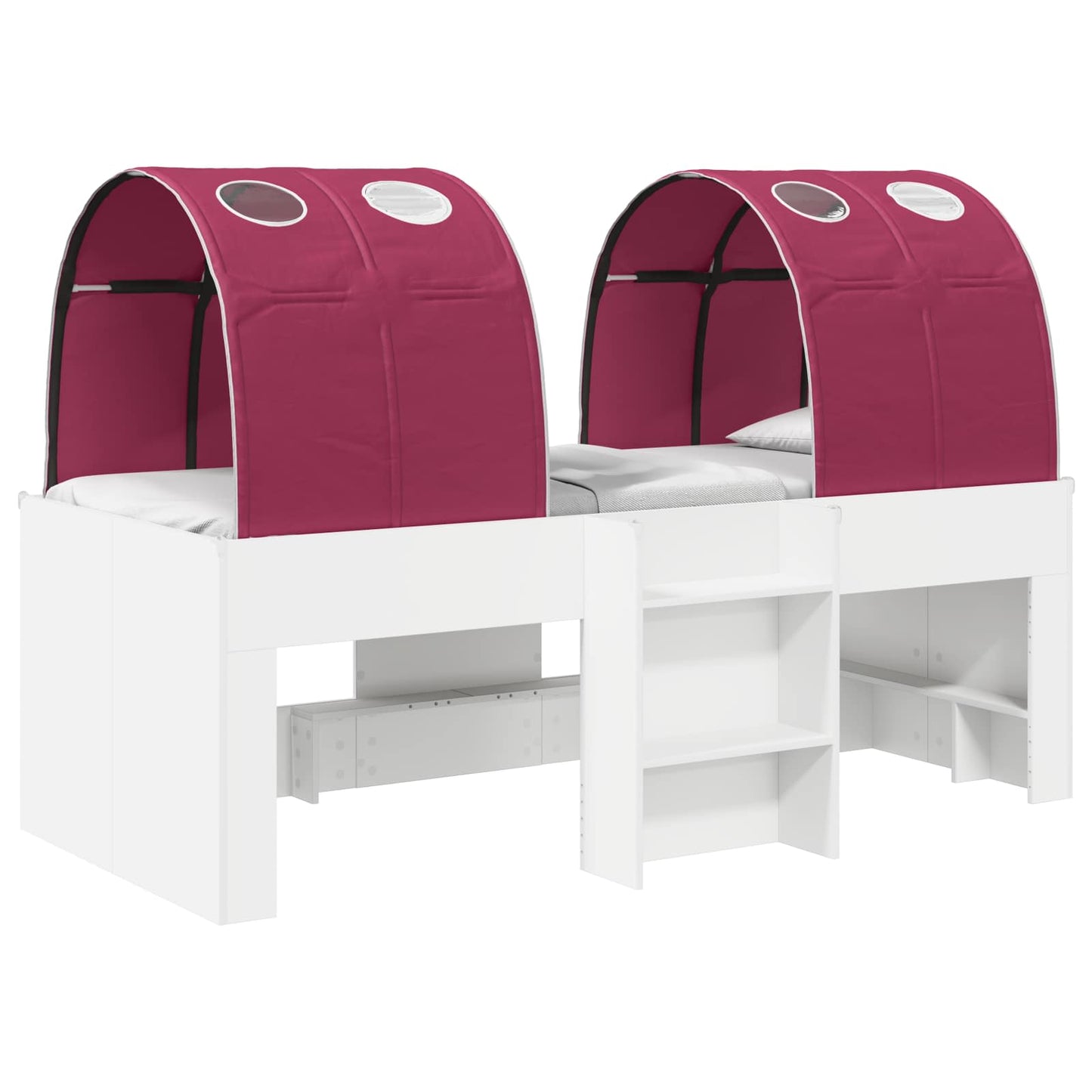 Bed met Tunnel 3 st Wit en Rood Bewerkt hout