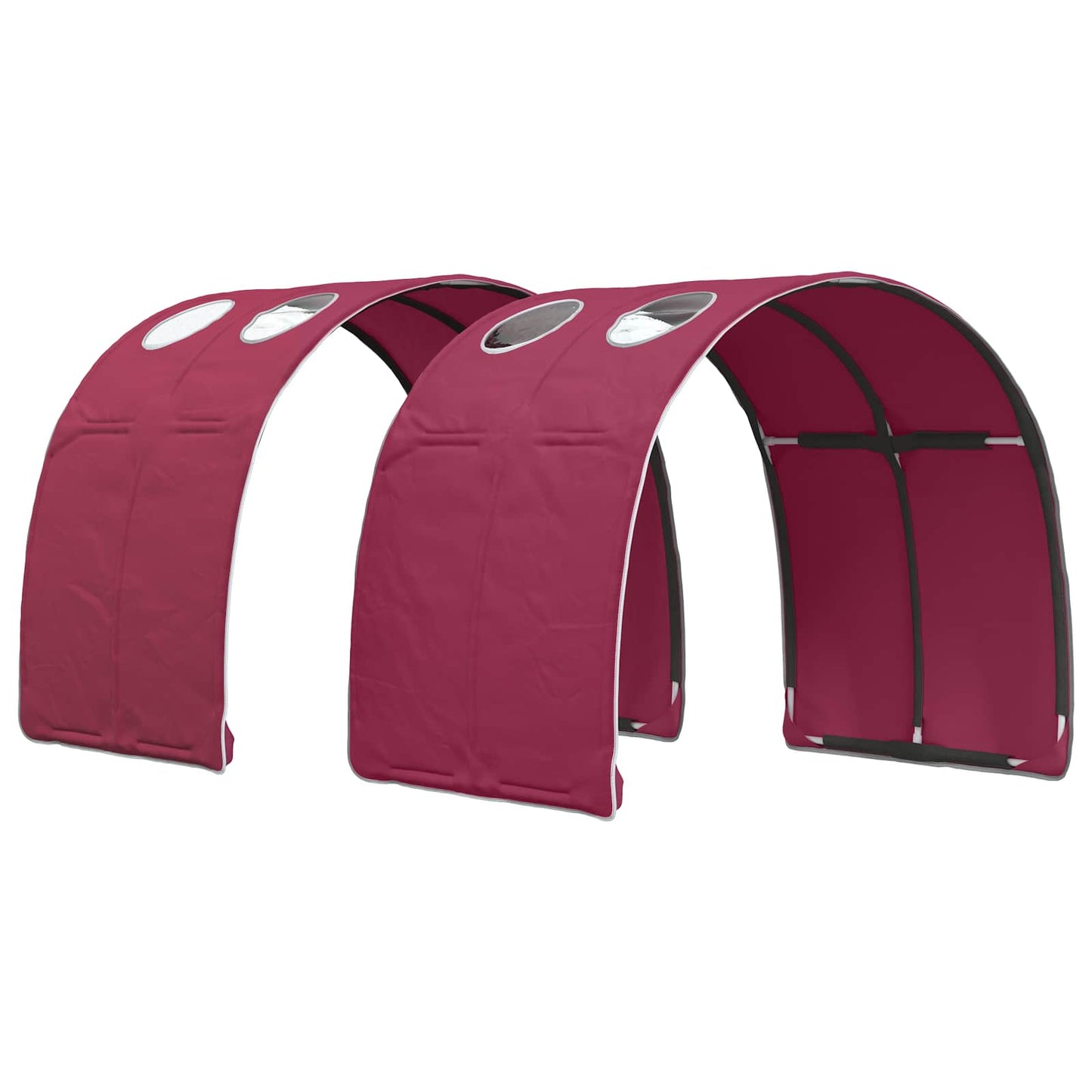 Bed met Tunnel 3 st Wit en Rood Bewerkt hout