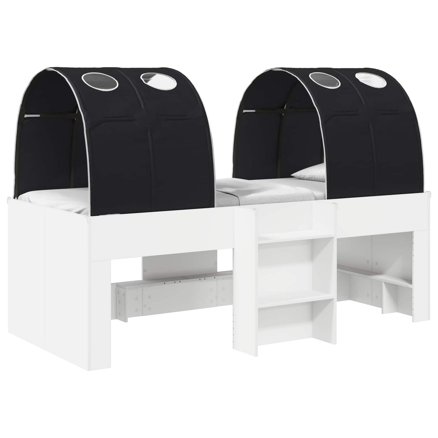 Bed met Tunnel 4 pcs Wit en zwart Bewerkt hout is nu te koop bij PeponiXL, paradijselijk wonen!