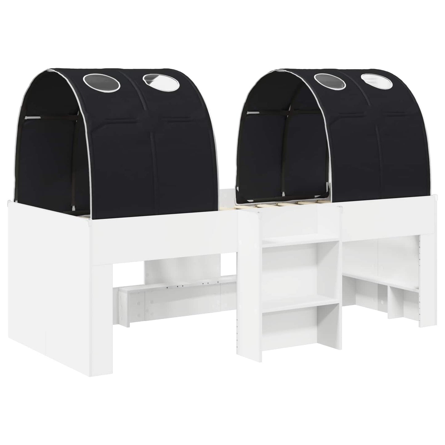 Bed met Tunnel 4 pcs Wit en zwart Bewerkt hout is nu te koop bij PeponiXL, paradijselijk wonen!