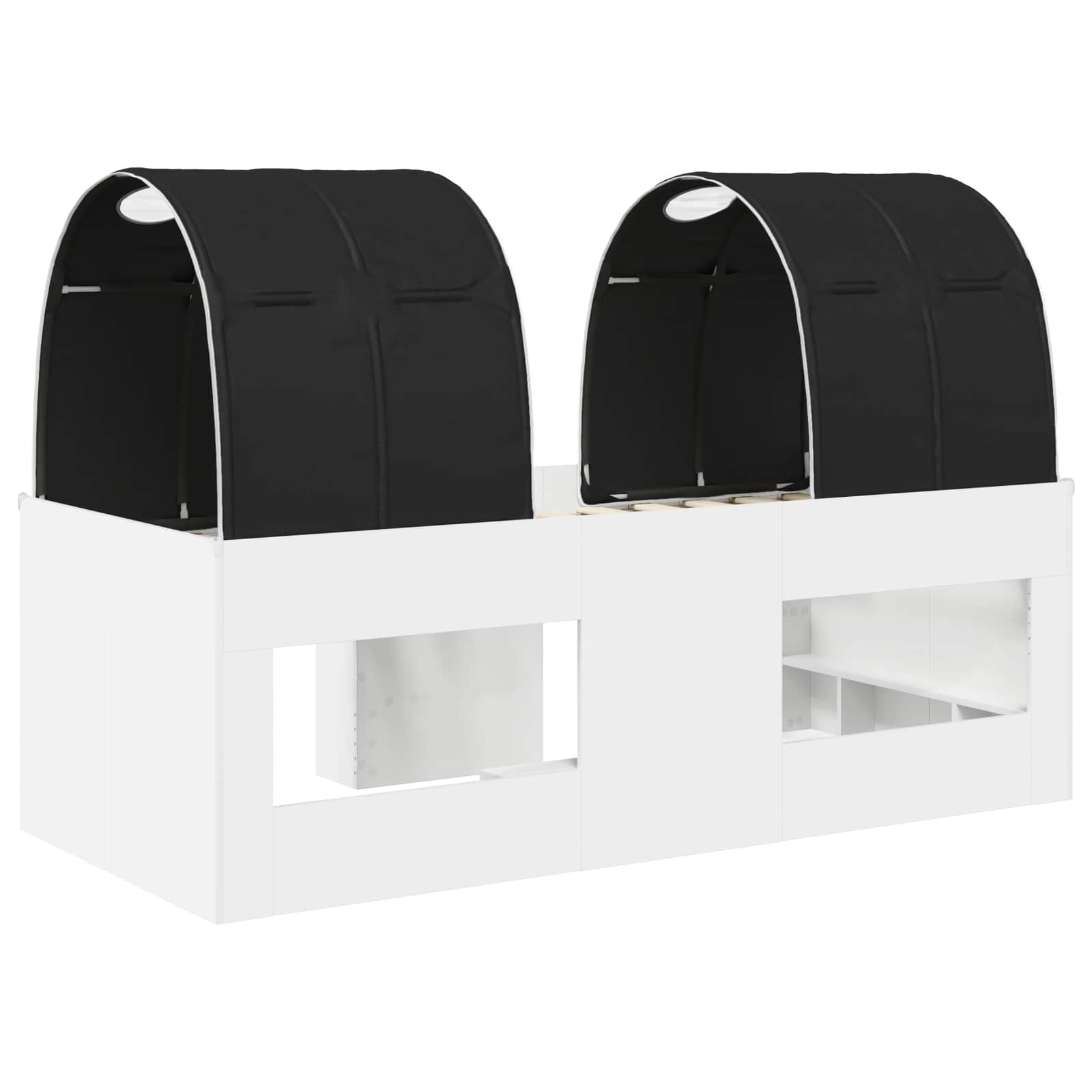 Bed met Tunnel 4 pcs Wit en zwart Bewerkt hout is nu te koop bij PeponiXL, paradijselijk wonen!