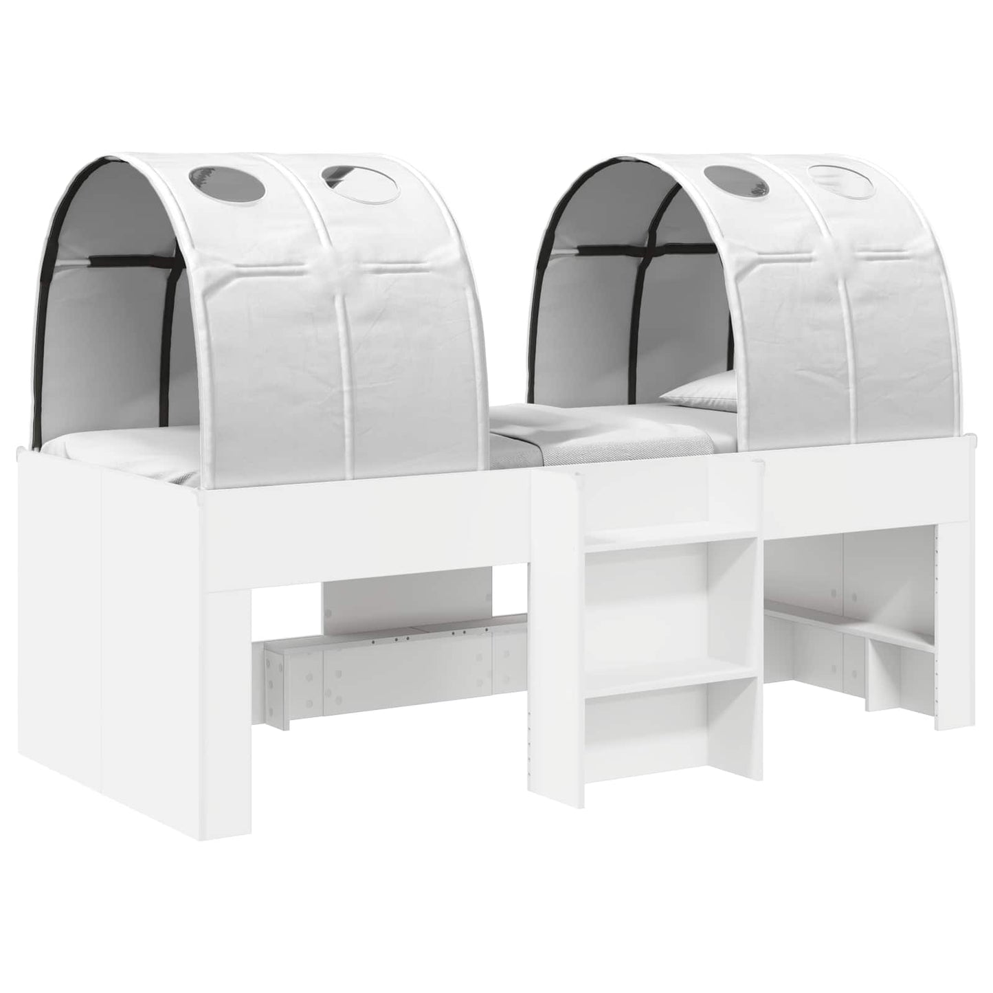 Bed met Tunnel 3 st Wit Bewerkt hout