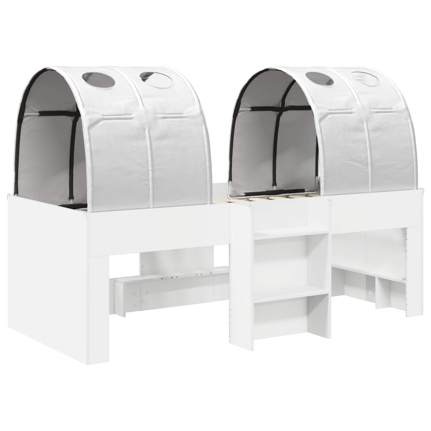 Bed met Tunnel 3 st Wit Bewerkt hout