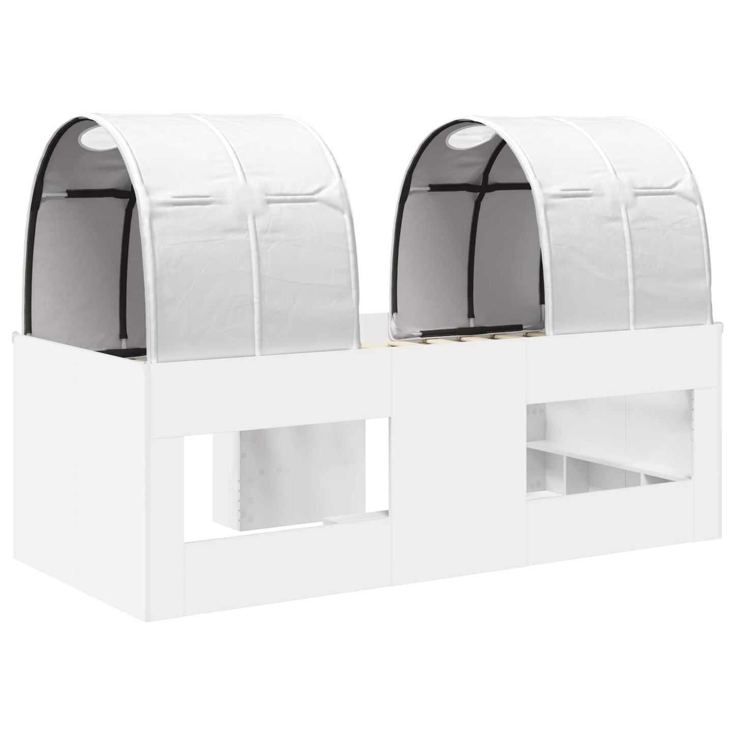 Bed met Tunnel 3 st Wit Bewerkt hout