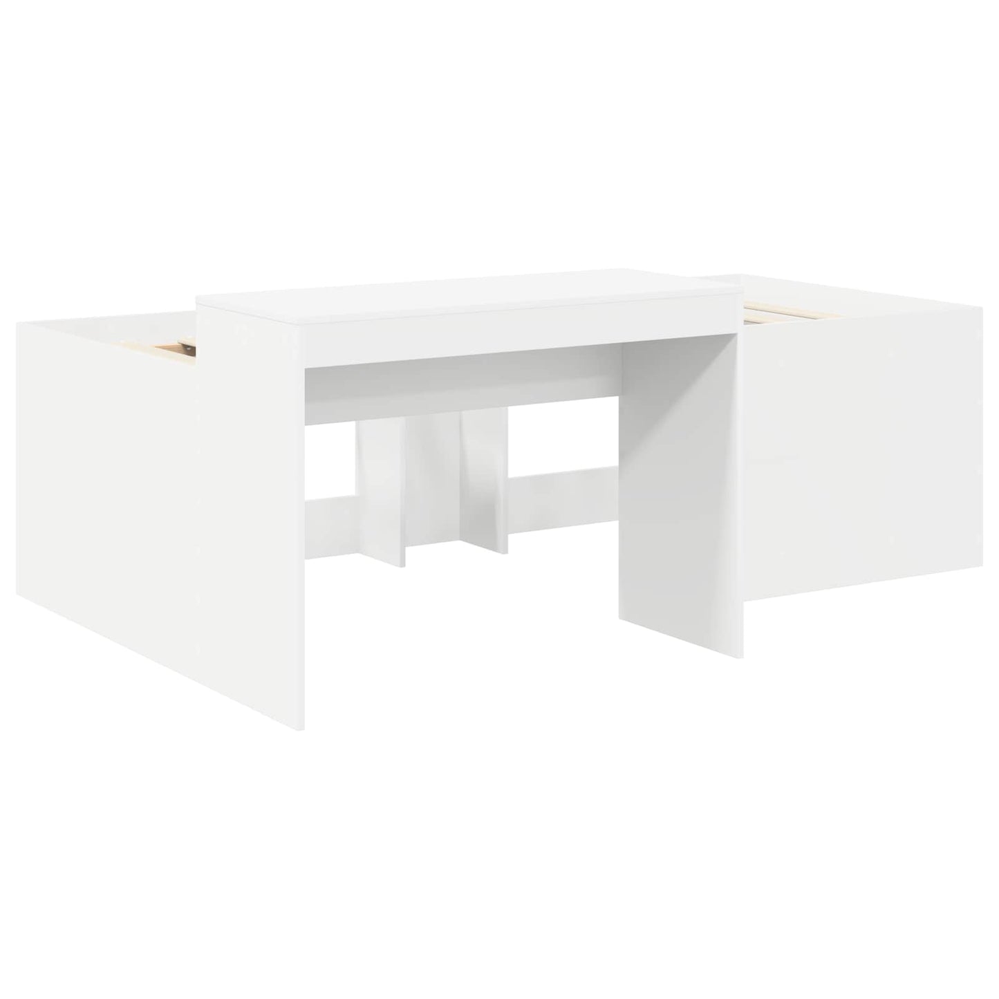 Hoge Bed Frame met Bureau voor Kinderen 3 st Wit en Lichtblauw