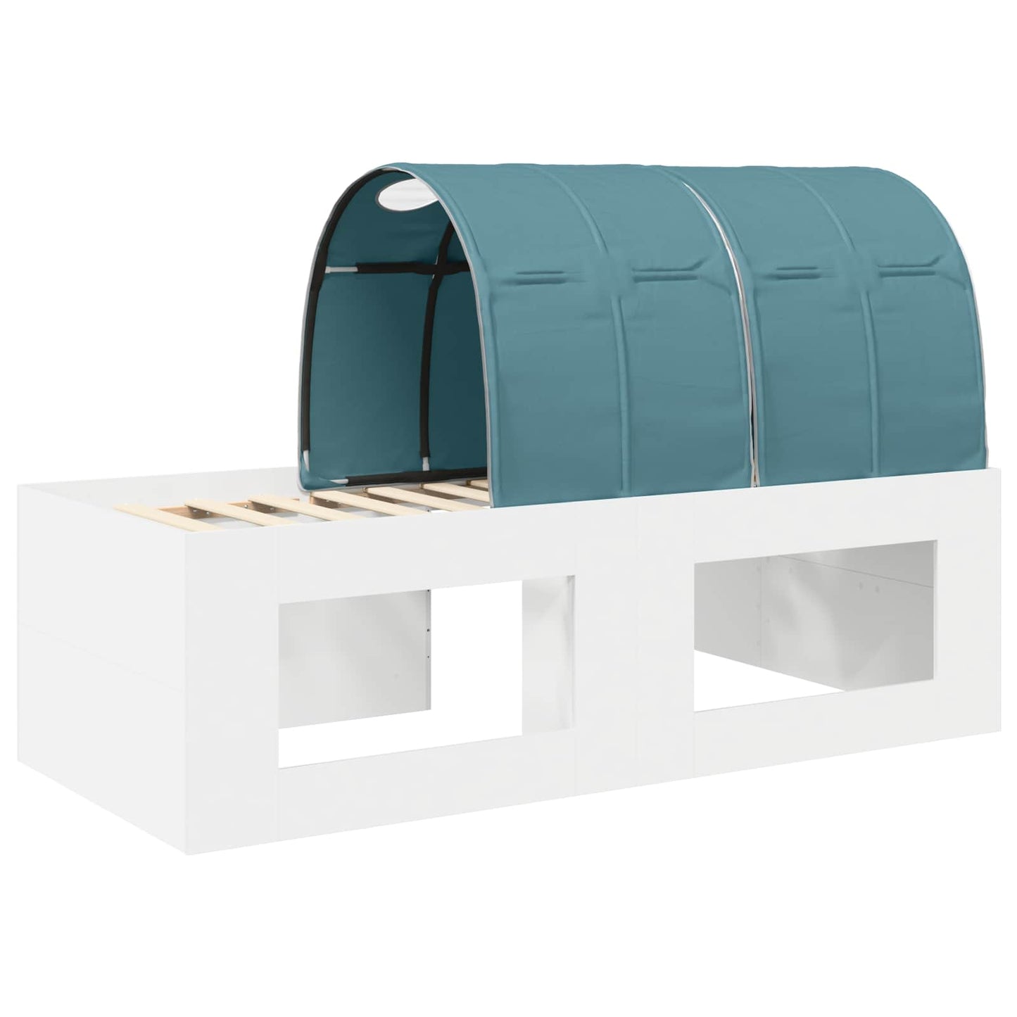 Hoge Bed Frame met Bureau voor Kinderen 3 st Wit en Lichtblauw