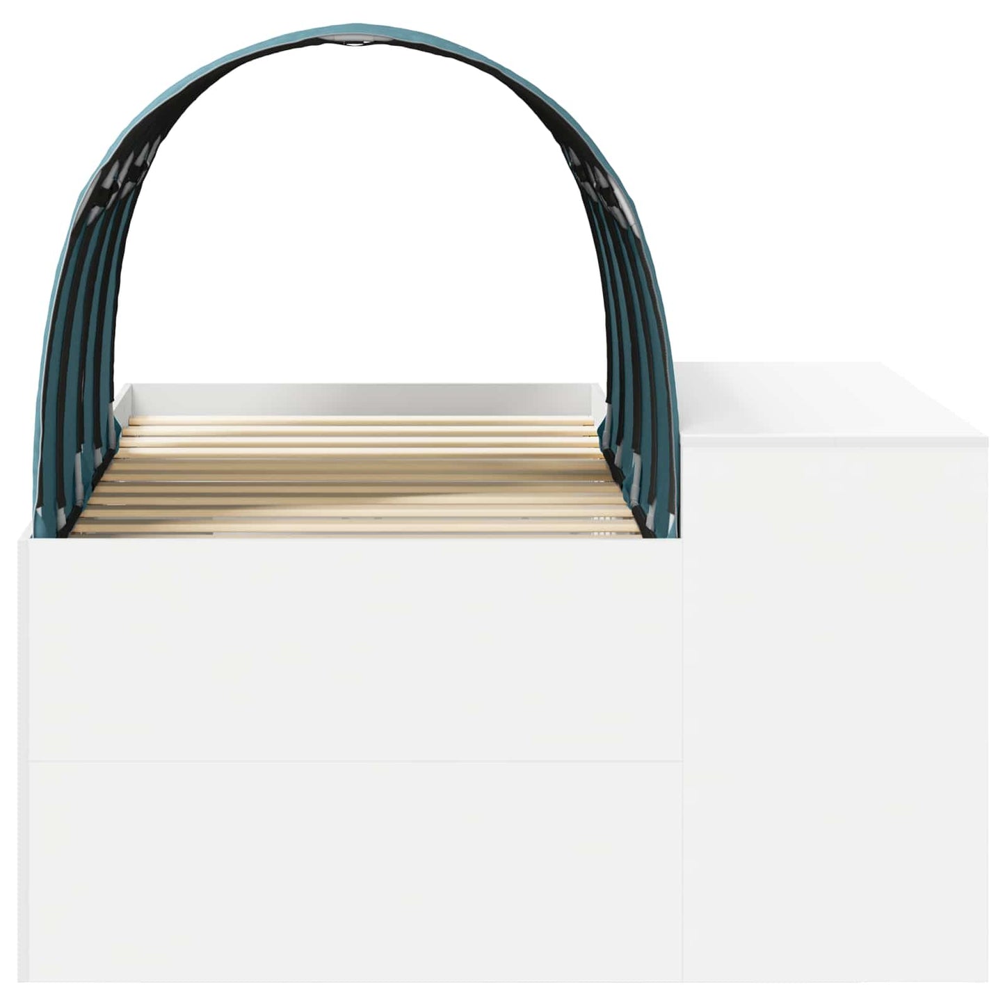 Hoge Bed Frame met Bureau voor Kinderen 3 st Wit en Lichtblauw