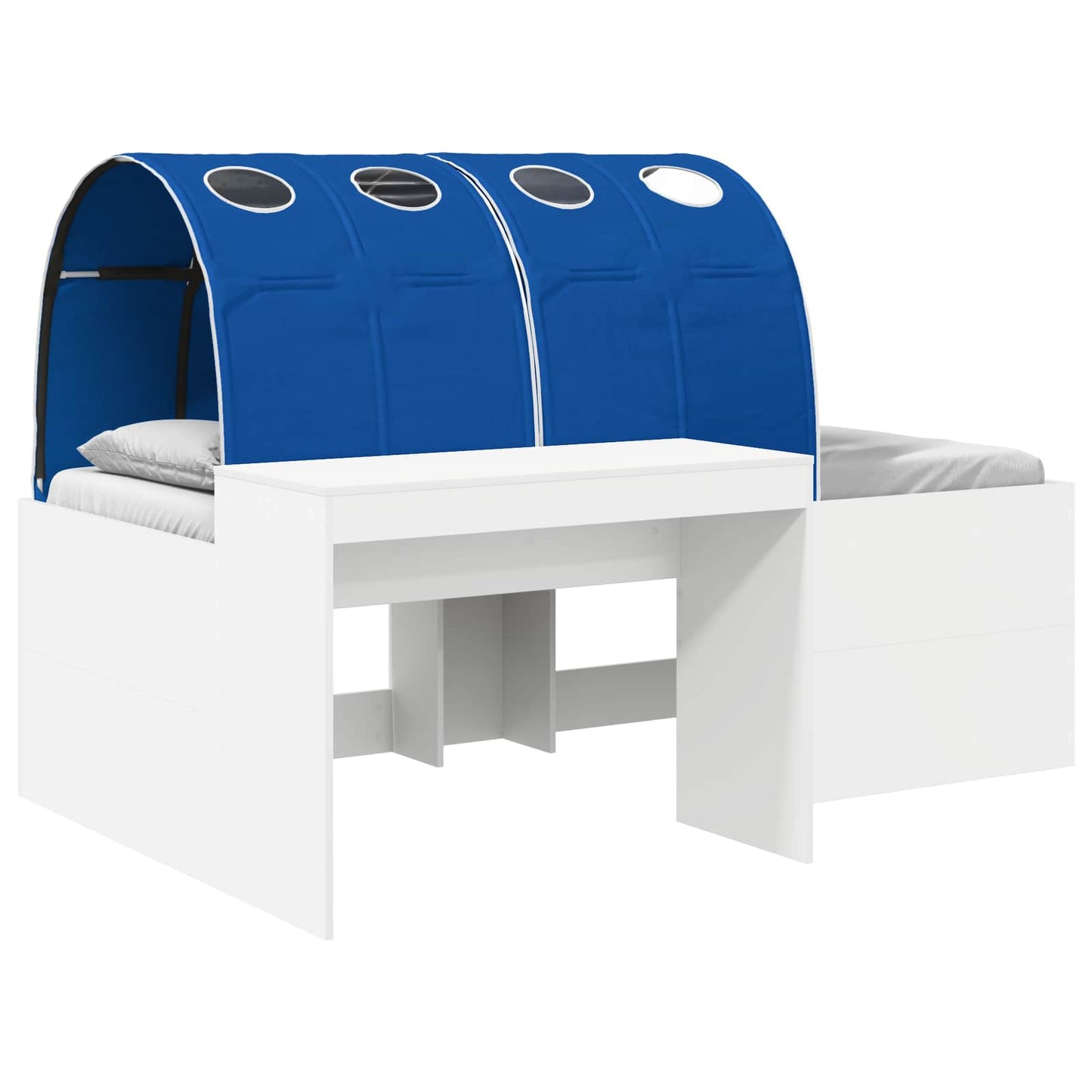 Hoge Bed Frame met Bureau voor Kinderen 3 st Wit en Blauw