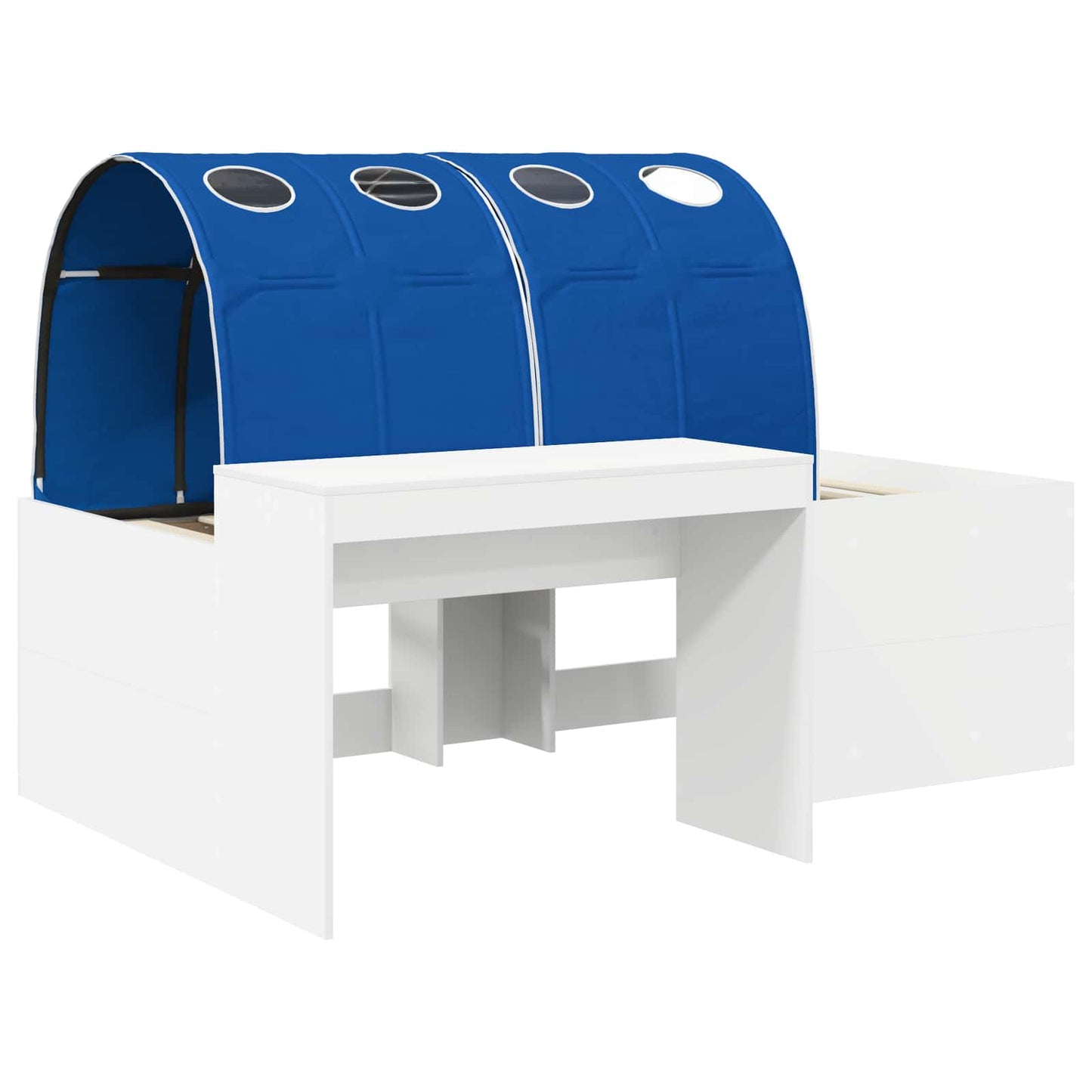 Hoge Bed Frame met Bureau voor Kinderen 3 st Wit en Blauw