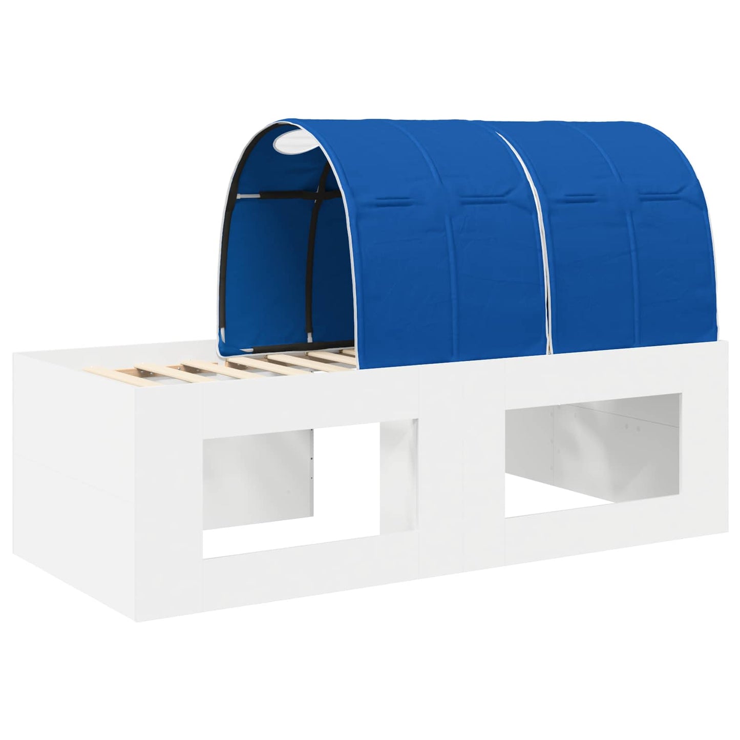 Hoge Bed Frame met Bureau voor Kinderen 3 st Wit en Blauw