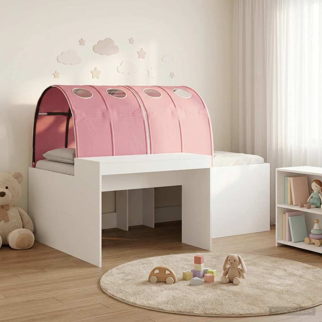 Hoge Bed Frame met Bureau voor Kinderen 3 st Wit en Roze