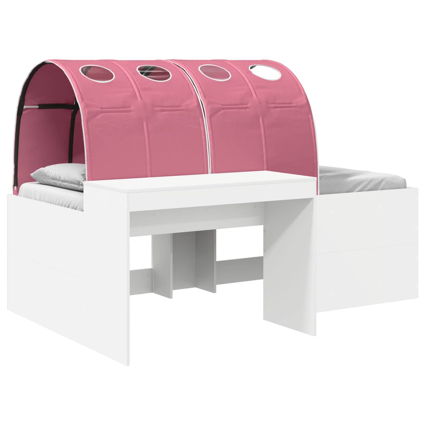 Hoge Bed Frame met Bureau voor Kinderen 3 st Wit en Roze