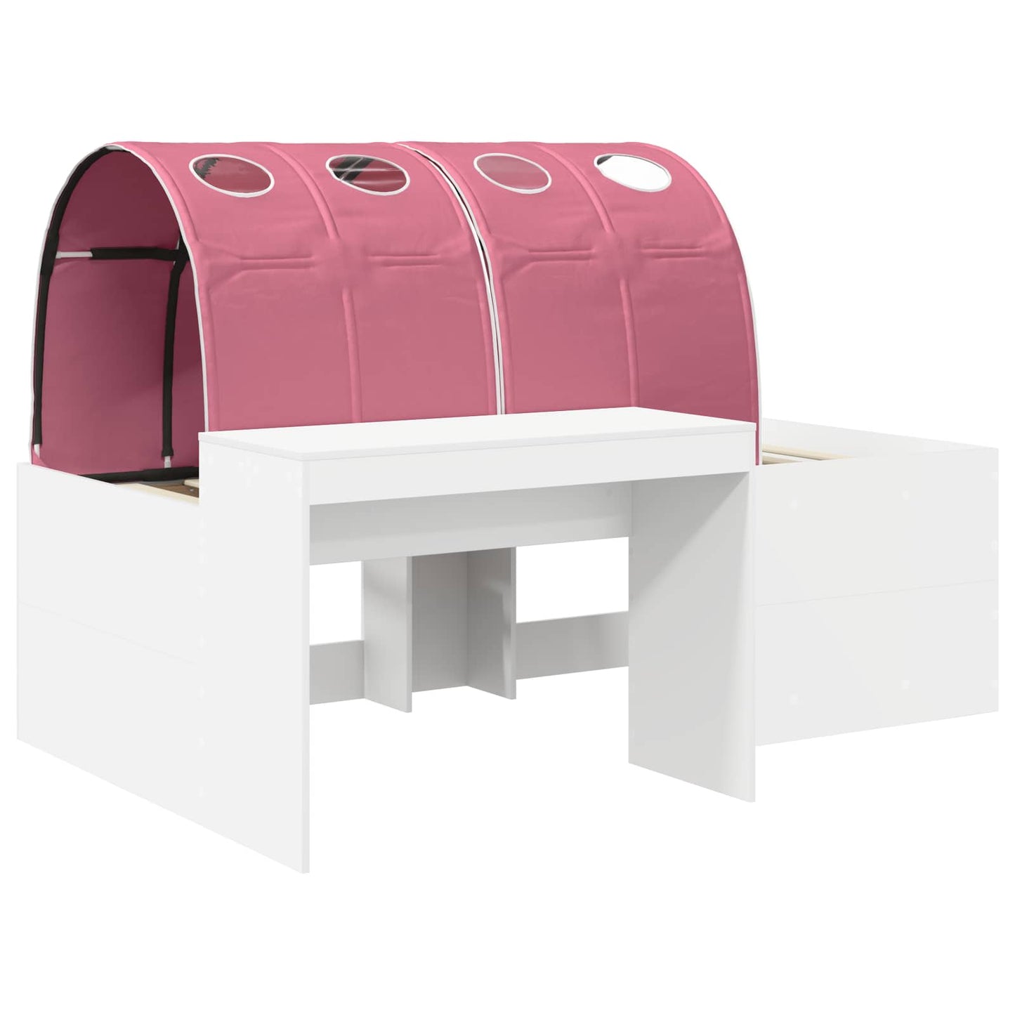 Hoge Bed Frame met Bureau voor Kinderen 3 st Wit en Roze