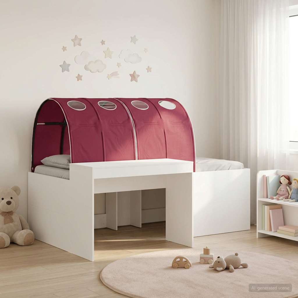Hoge Bed Frame met Bureau voor Kinderen 3 st Wit en Rood