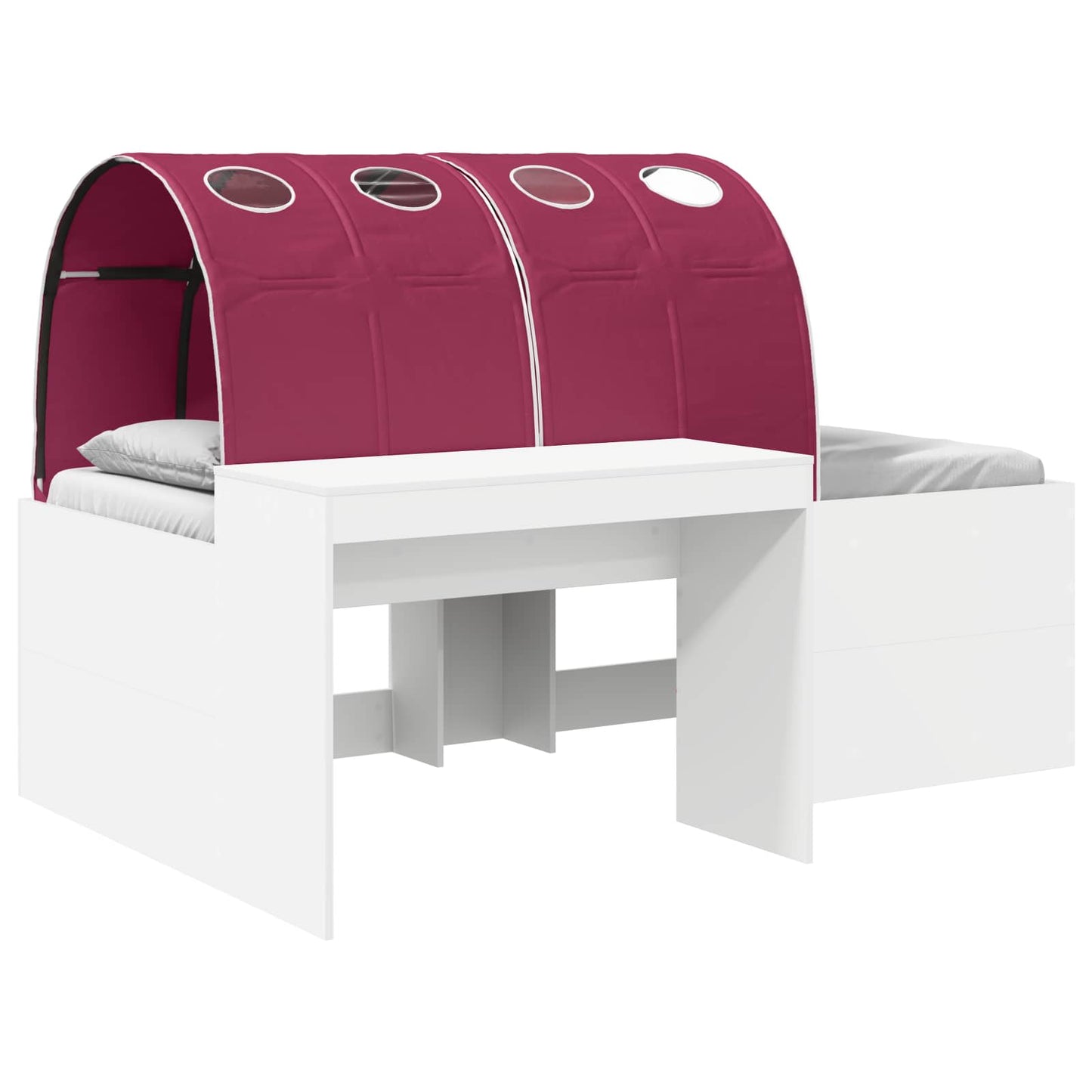 Hoge Bed Frame met Bureau voor Kinderen 3 st Wit en Rood