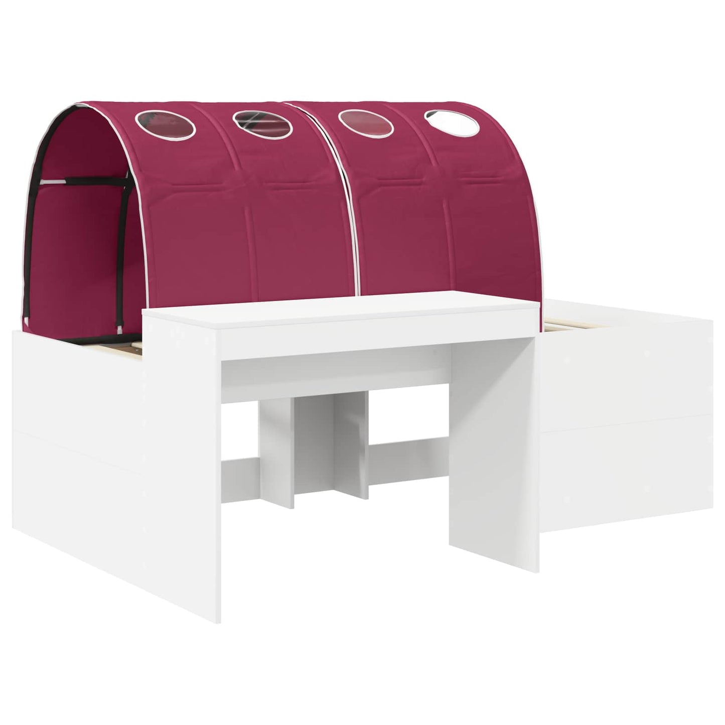Hoge Bed Frame met Bureau voor Kinderen 3 st Wit en Rood