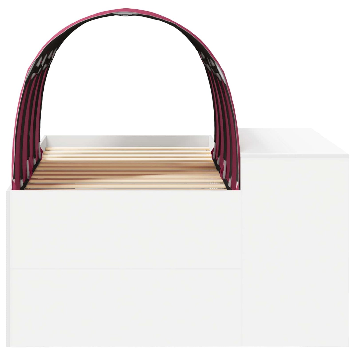 Hoge Bed Frame met Bureau voor Kinderen 3 st Wit en Rood