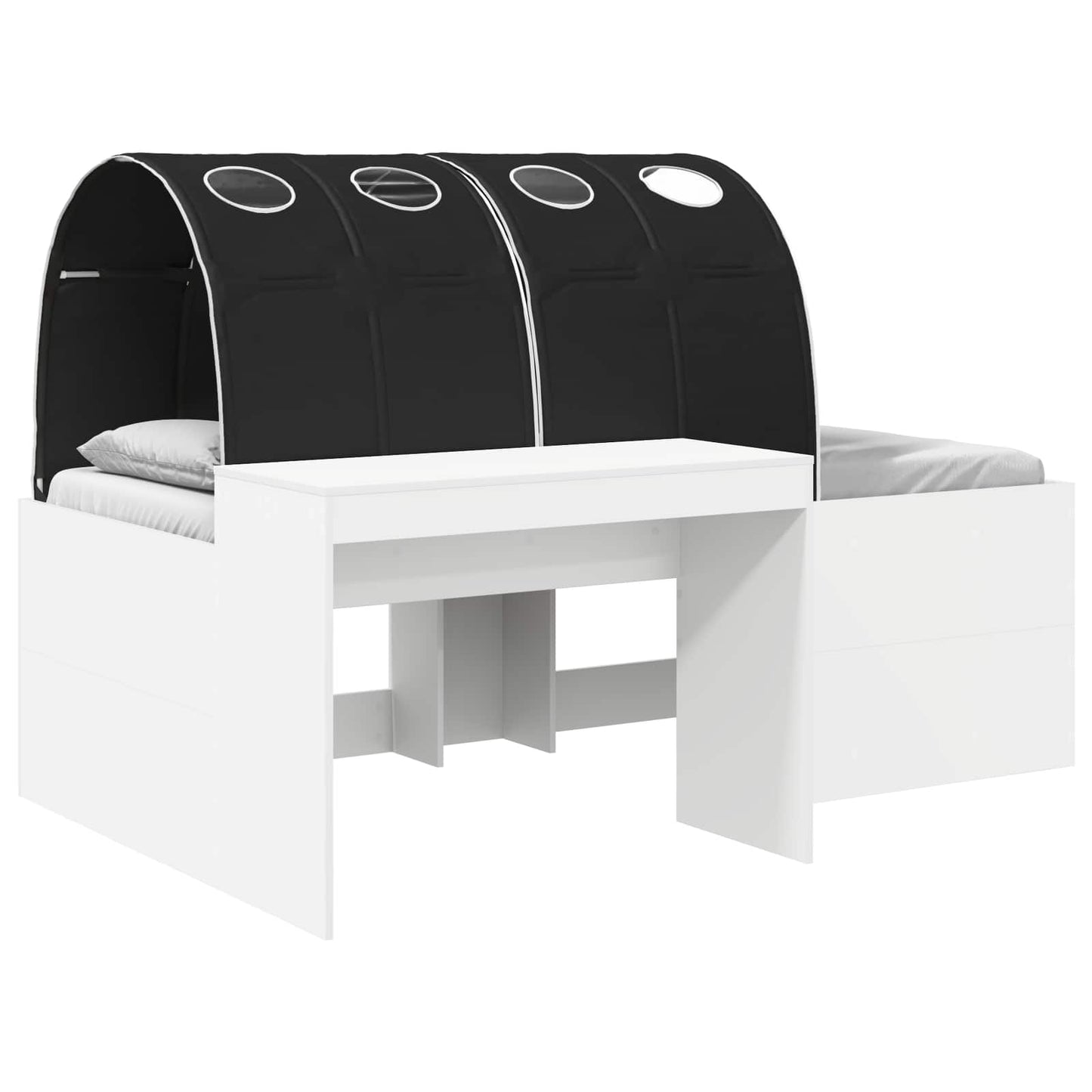 Hoge Bed Frame met Bureau voor Kinderen 3 st Wit en zwart